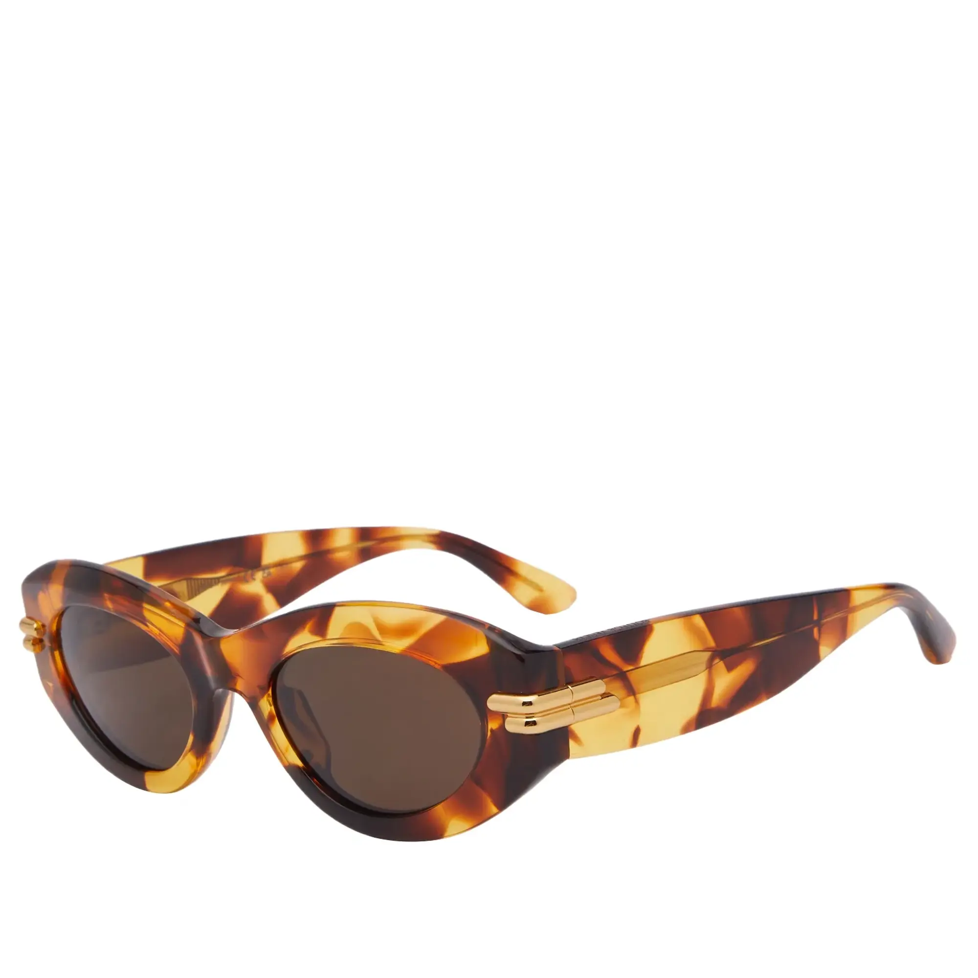 Bottega Veneta Eyewear Bottega Veneta Mitre Oval Sunglasses Havana/Brown