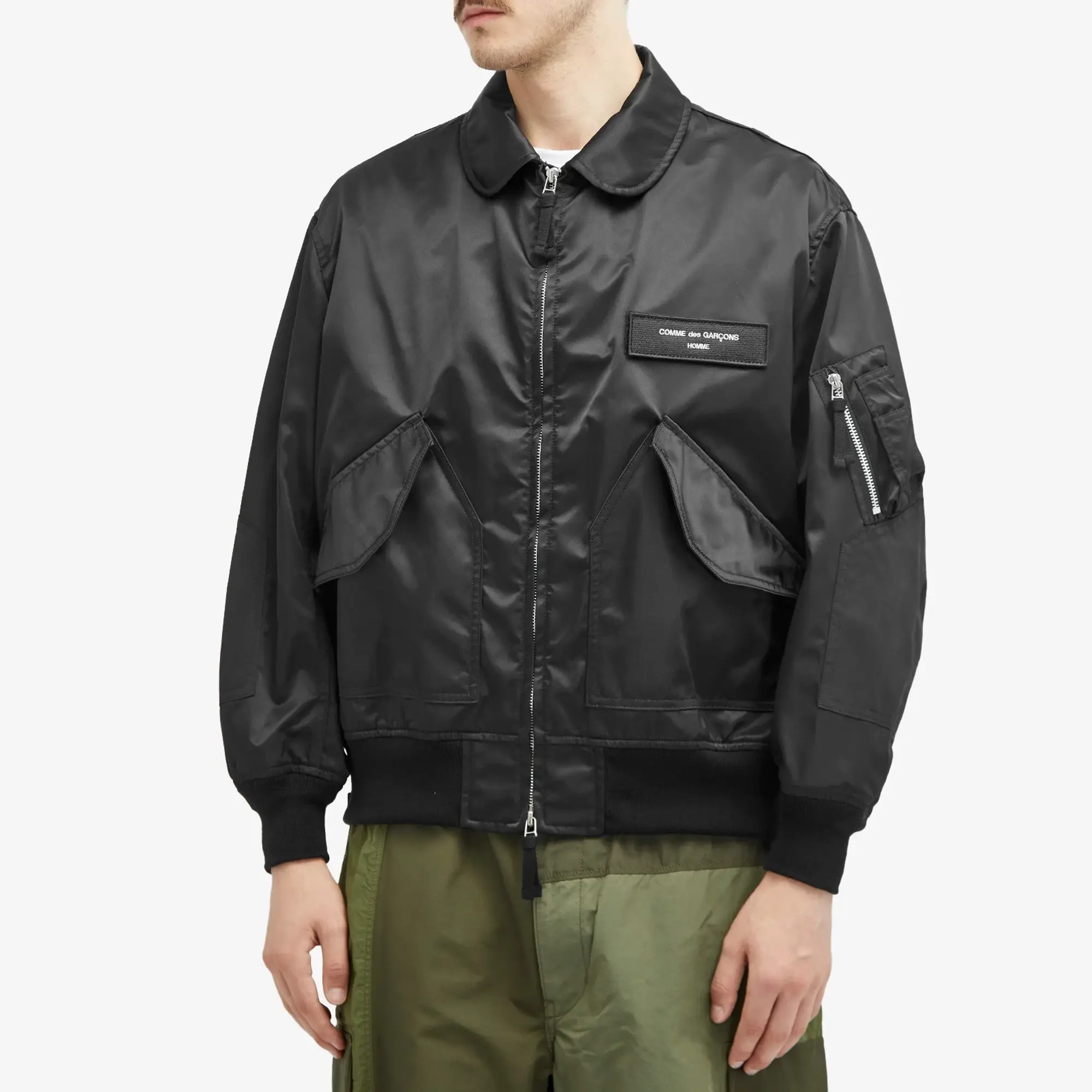 Comme des Garçons Homme Men's Triple Layers Bomber Jacket Black