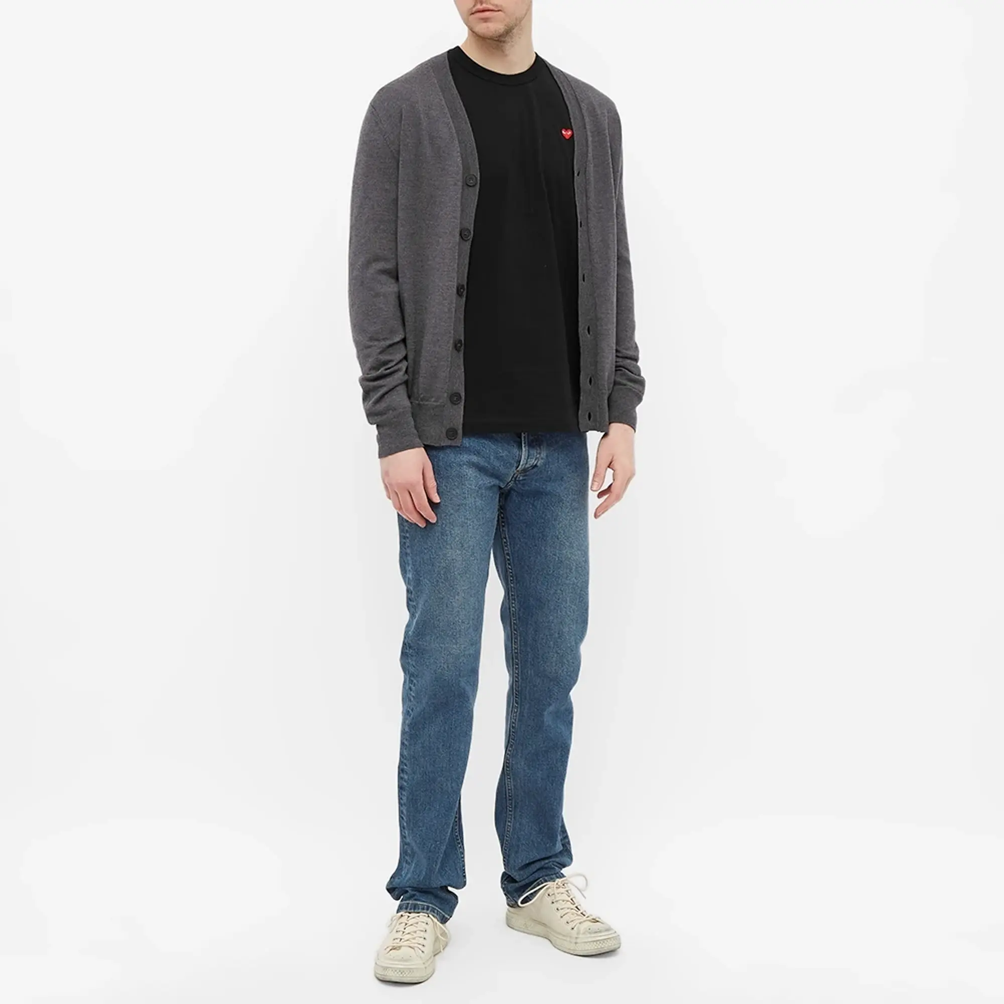 Comme des Garçons Play Comme des Garcons Play Long Sleeve Small Red Heart T-Shirt Black