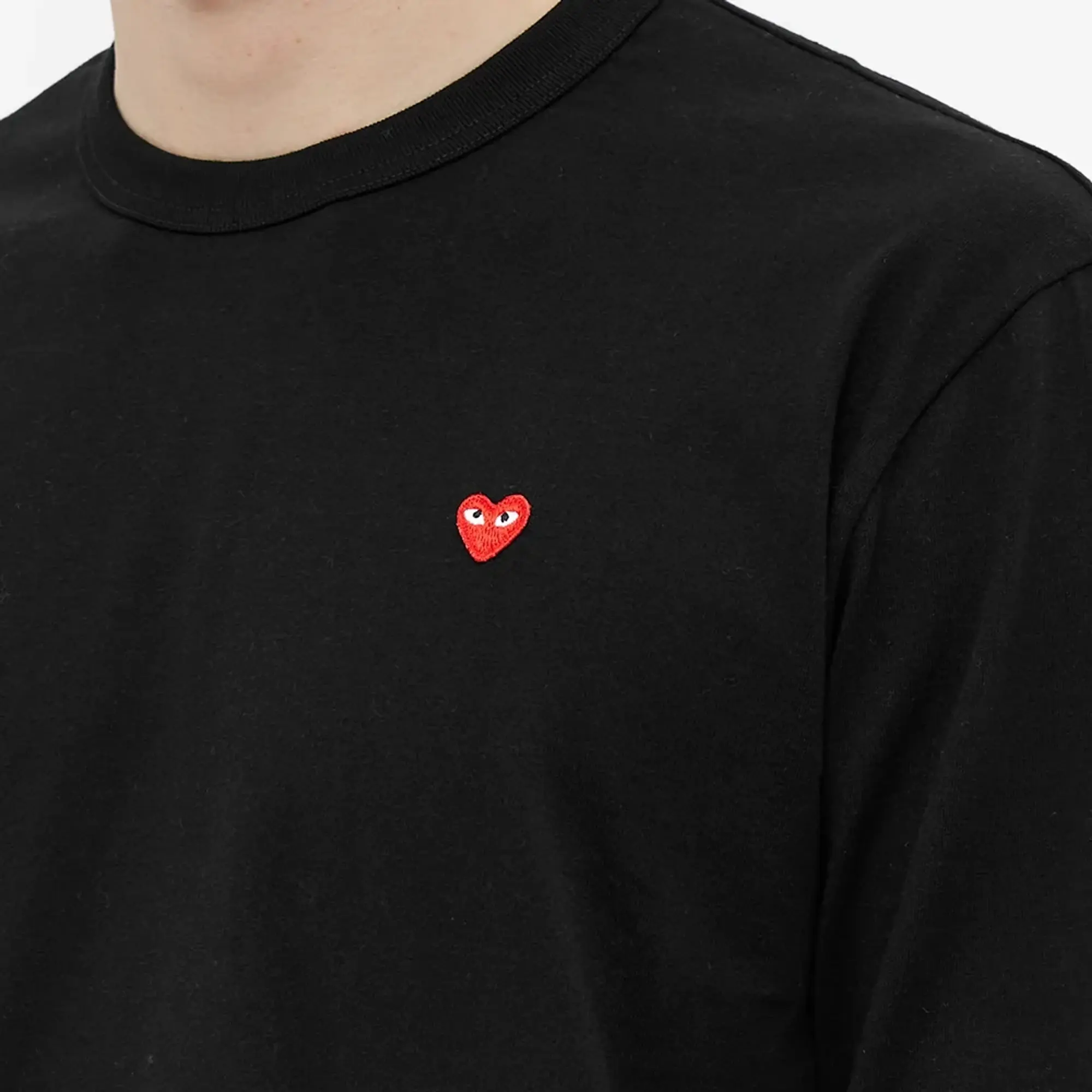 Comme des Garçons Play Comme des Garcons Play Long Sleeve Small Red Heart T-Shirt Black