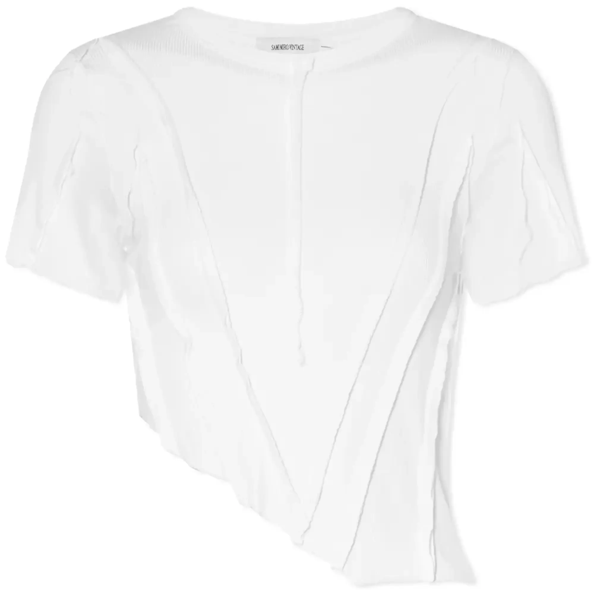 Sami Miro Vintage Women's Asymmetric T-Shirt White Babyrib (Up-Cycled)