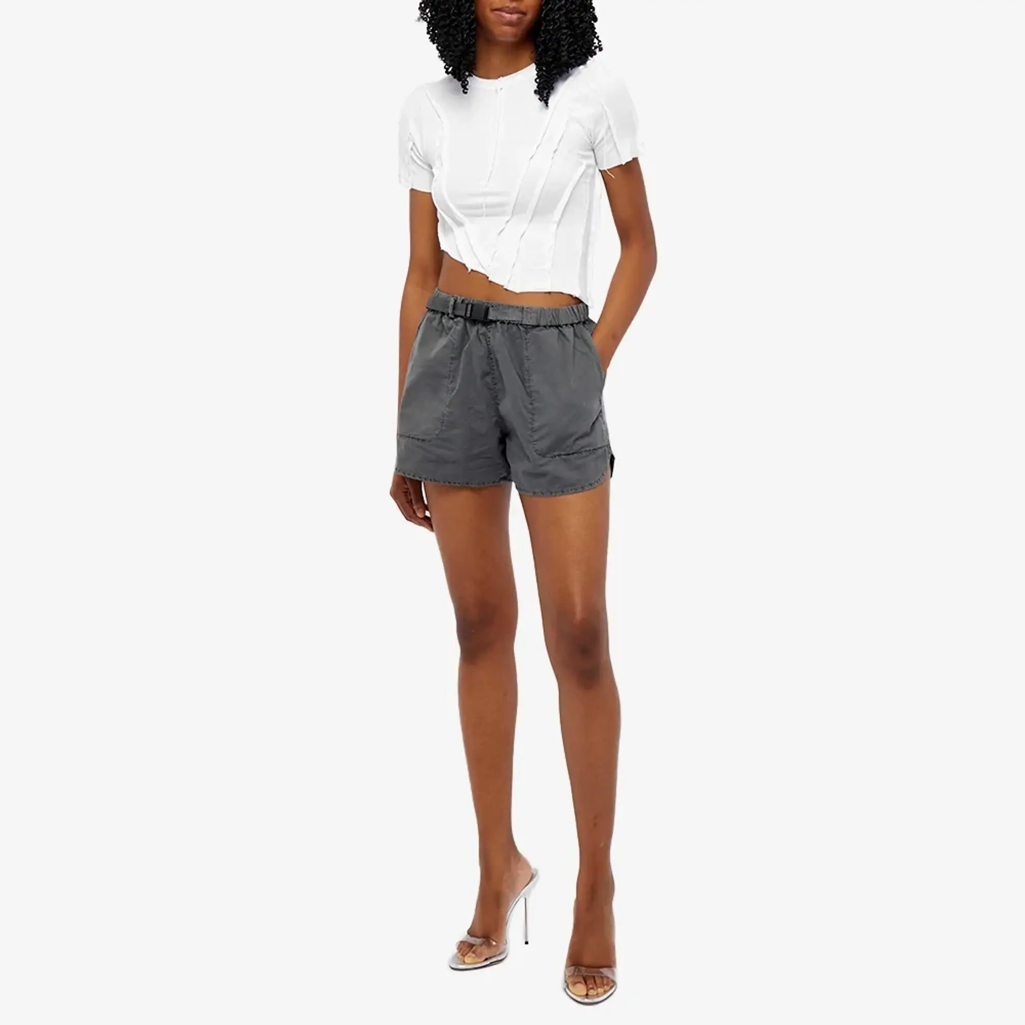 Sami Miro Vintage Women's Asymmetric T-Shirt White Babyrib (Up-Cycled)