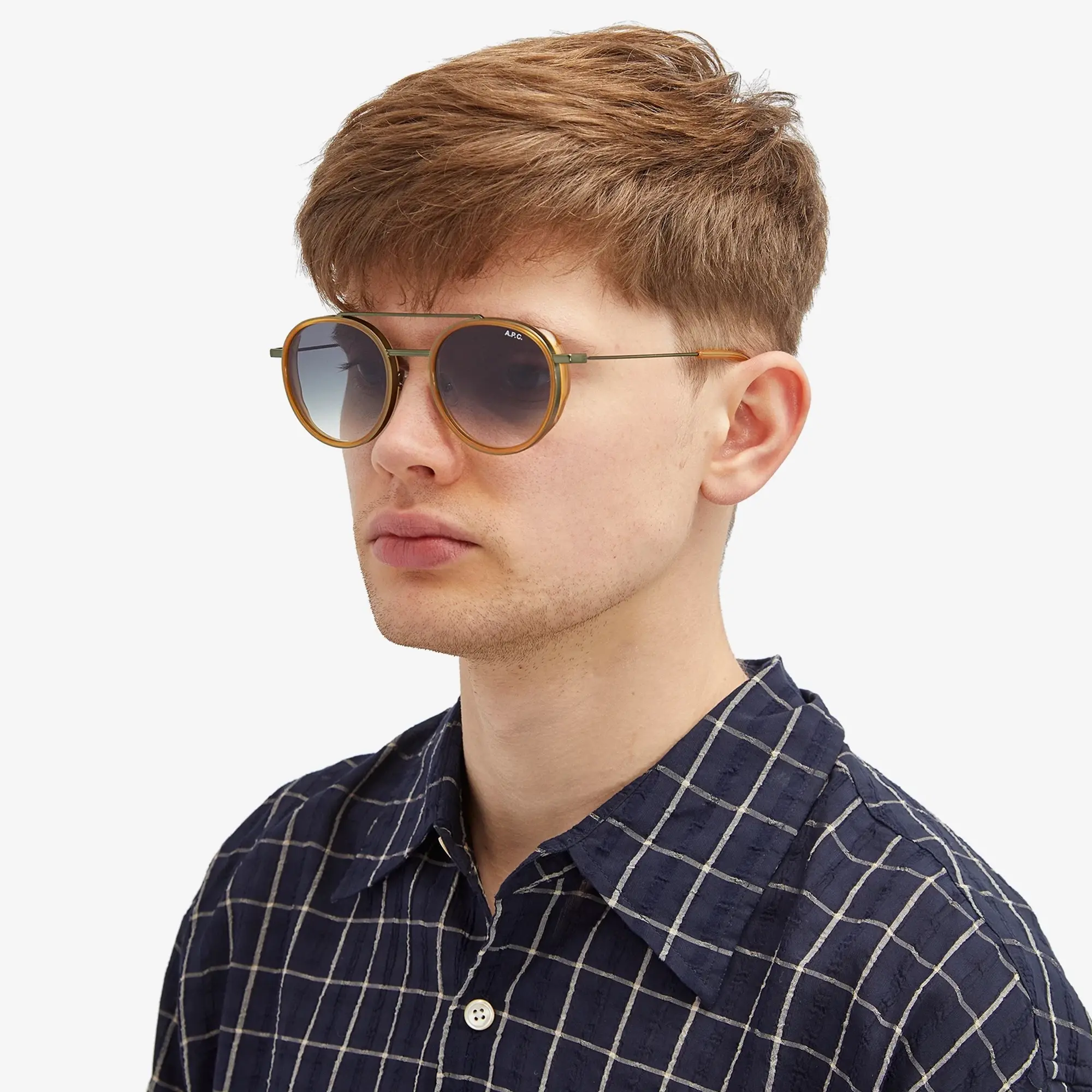 A.P.C. Men's Nico Sunglasses Milky Yellow