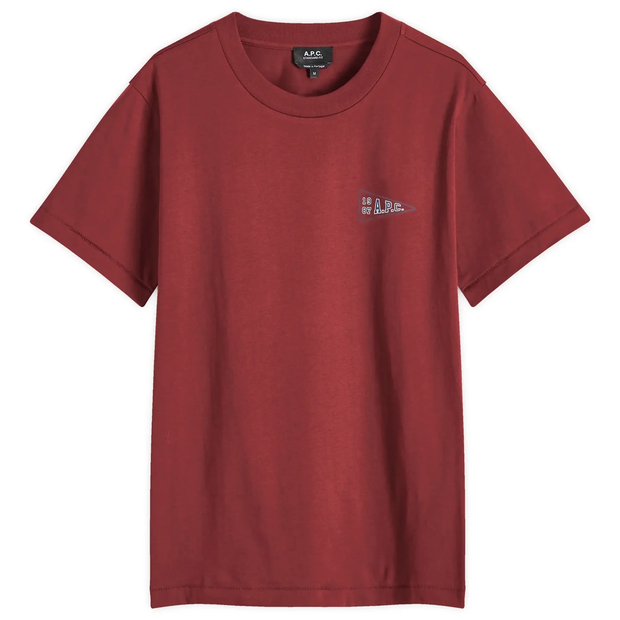 A.P.C. Men's College Logo T-Shirt Burgundy