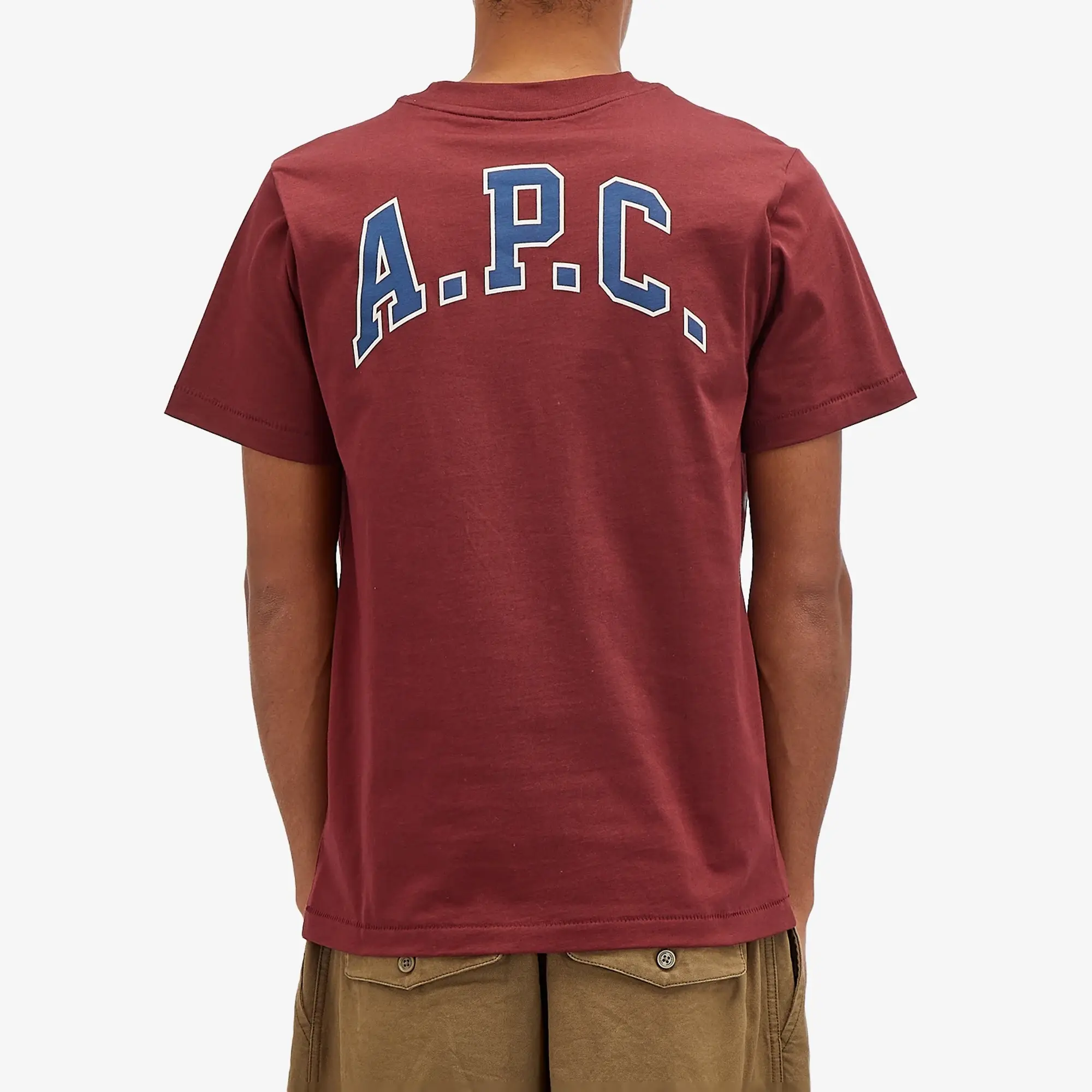 A.P.C. Men's College Logo T-Shirt Burgundy
