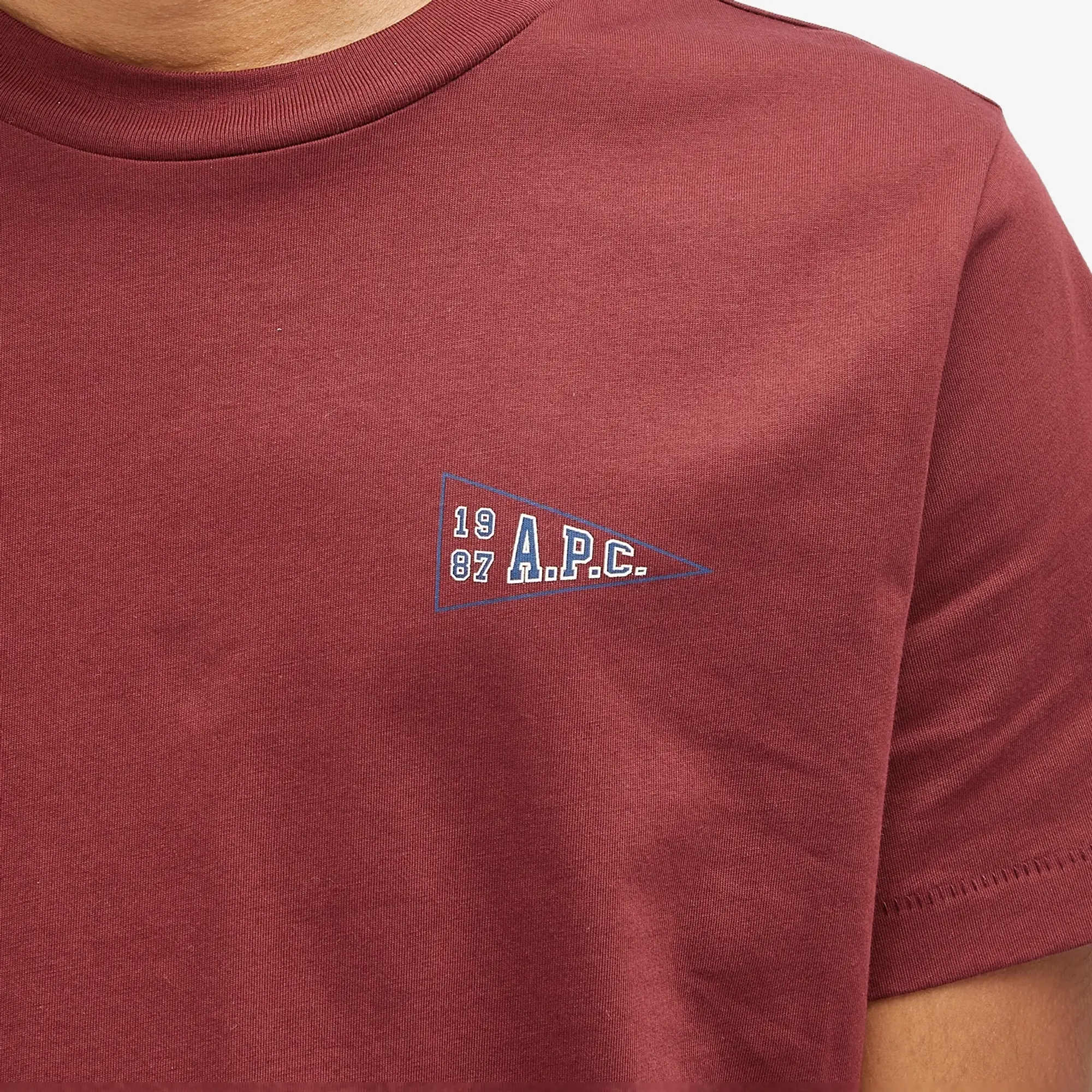 A.P.C. Men's College Logo T-Shirt Burgundy