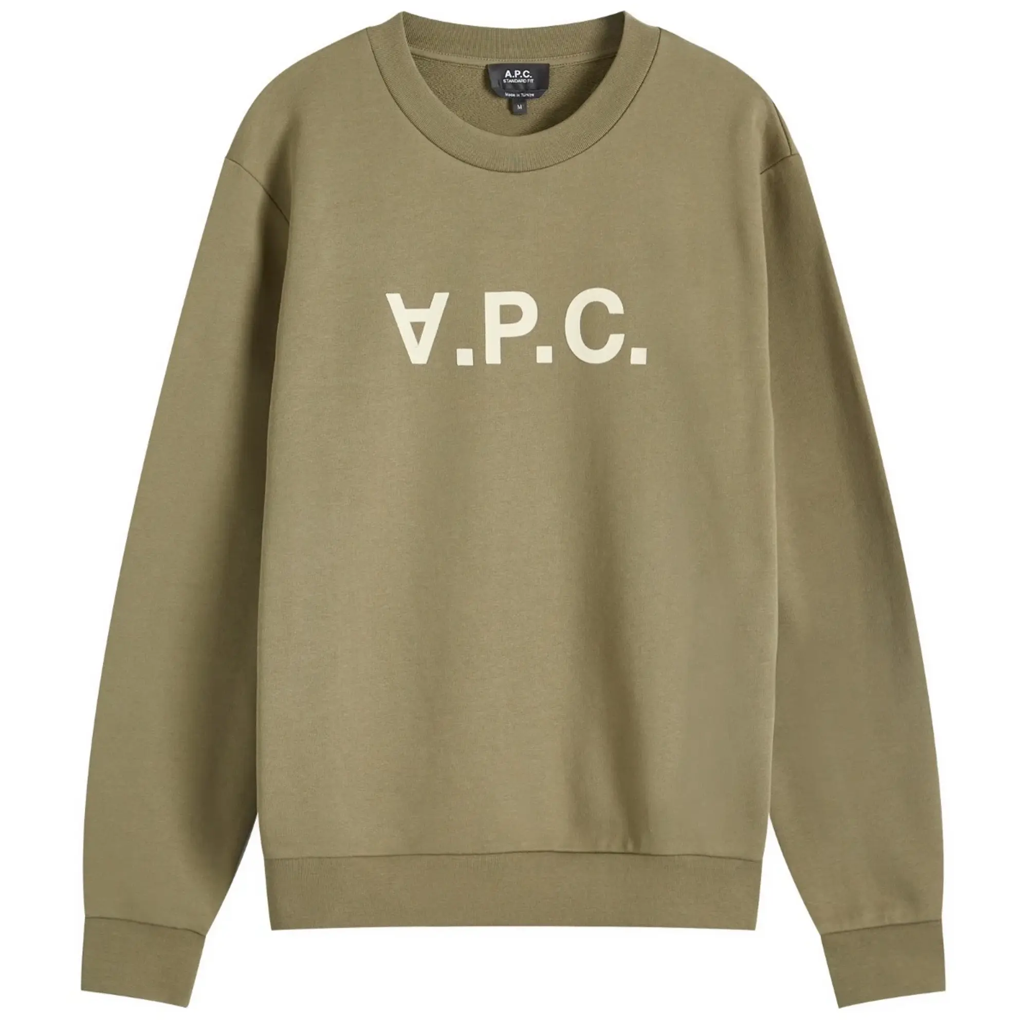 A.P.C. Men's VPC Logo Crew Sweatshirt Military Khaki/Ecru