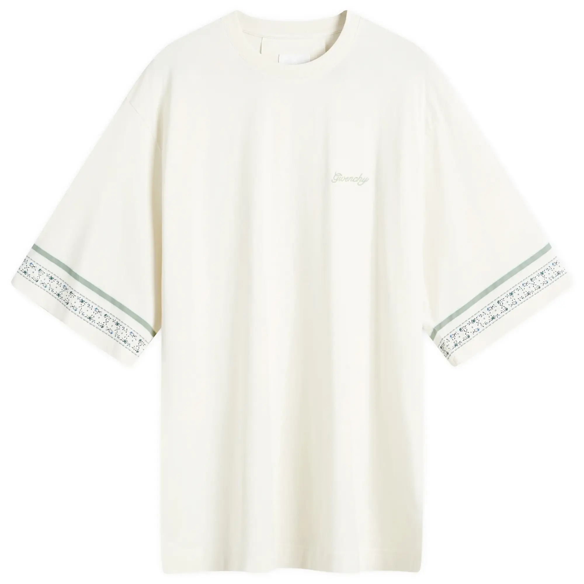 Givenchy Men's Flower Sleeve T-Shirt Ivory