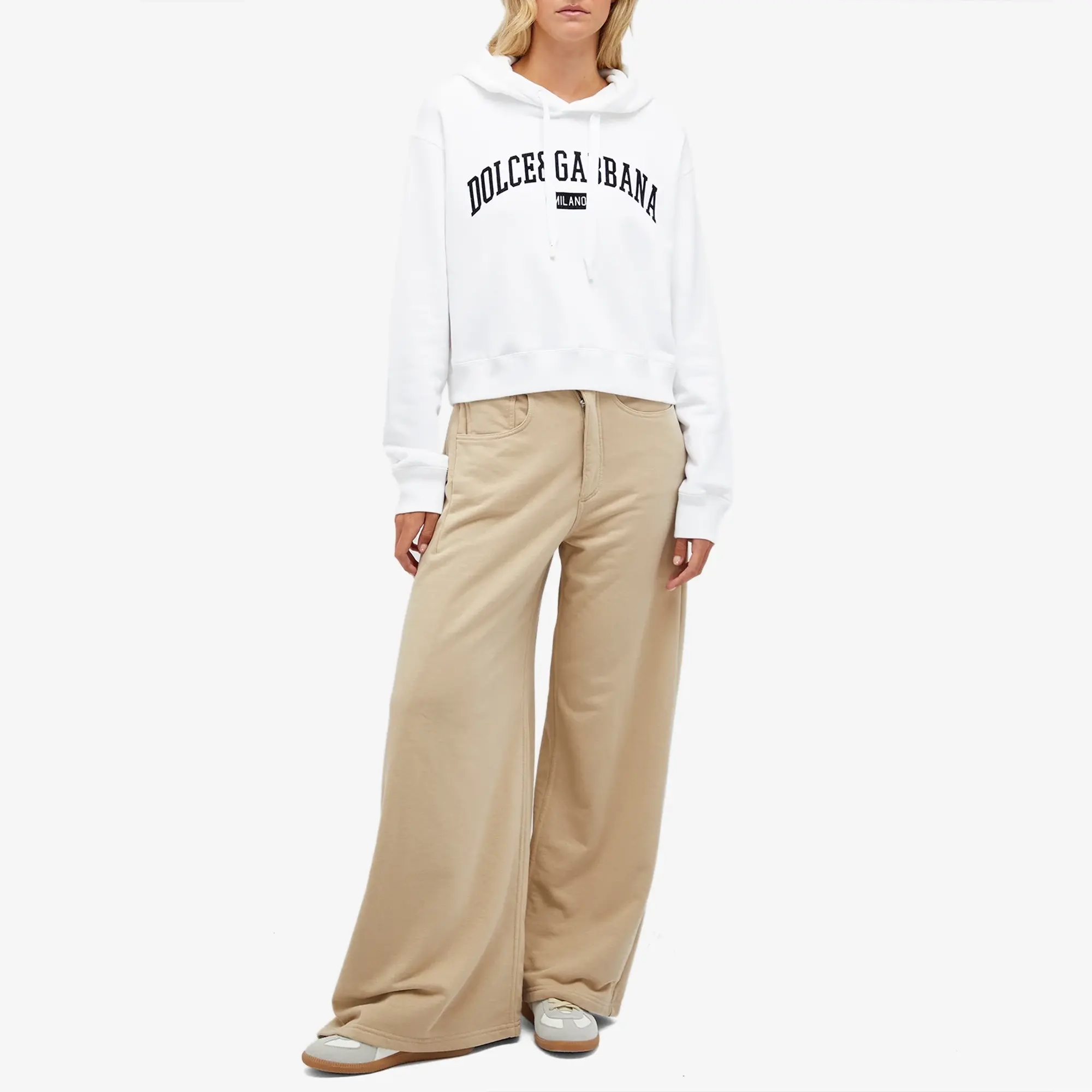 Dolce & Gabbana Women's Logo Hoodie Bianco Ottico
