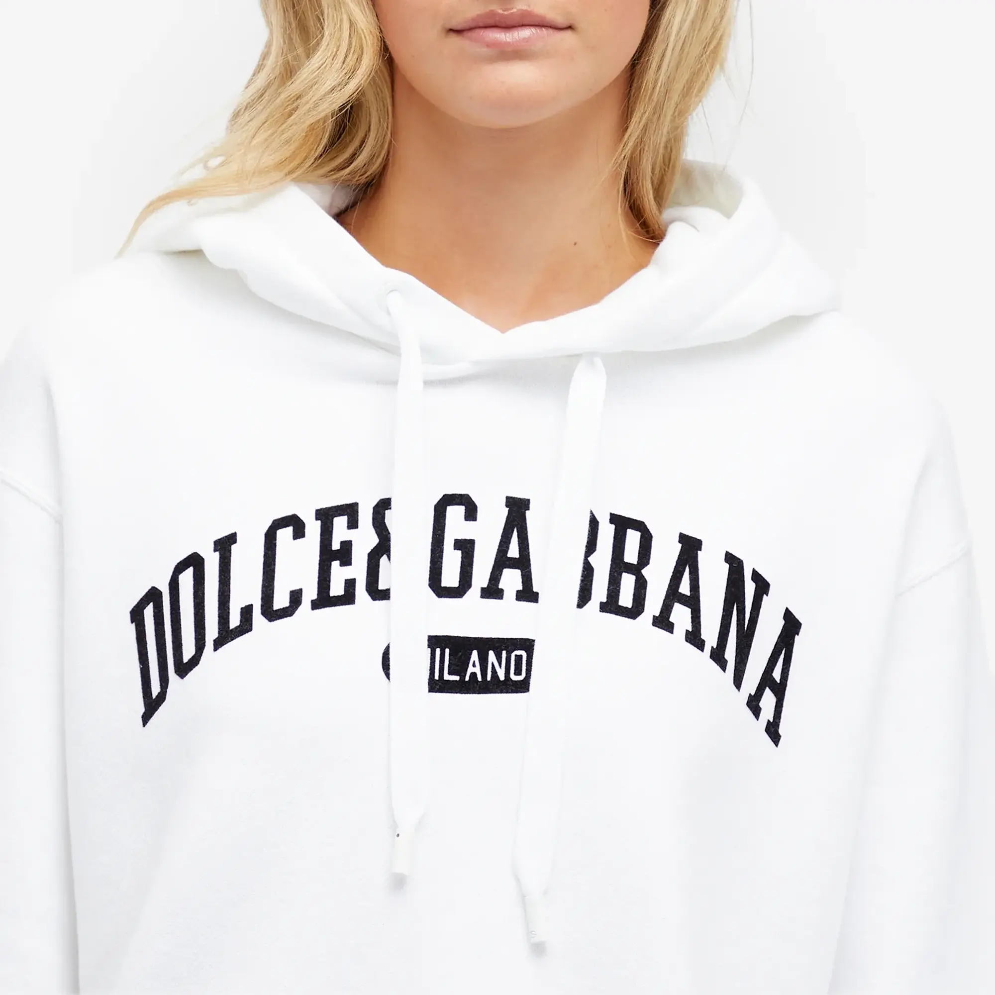 Dolce & Gabbana Women's Logo Hoodie Bianco Ottico