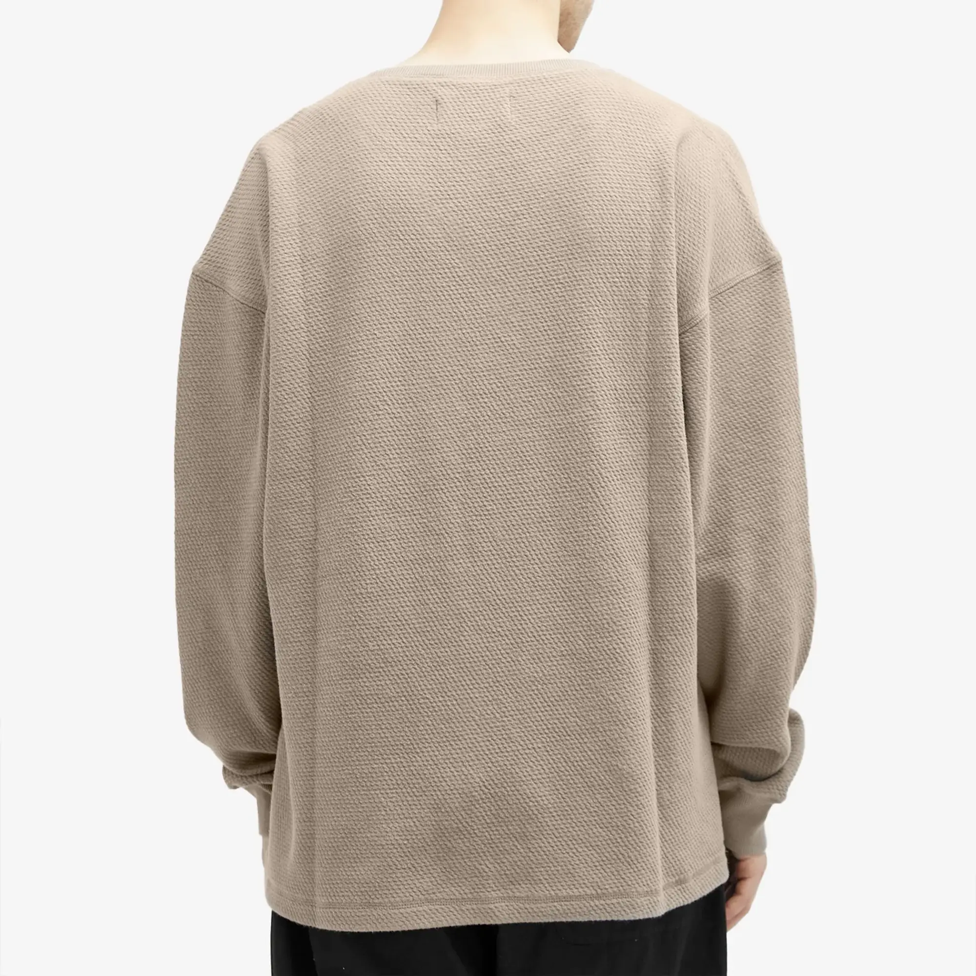 Merely Made Men's Initial Embroidery Long Sleeve T-Shirt Mocha Brown