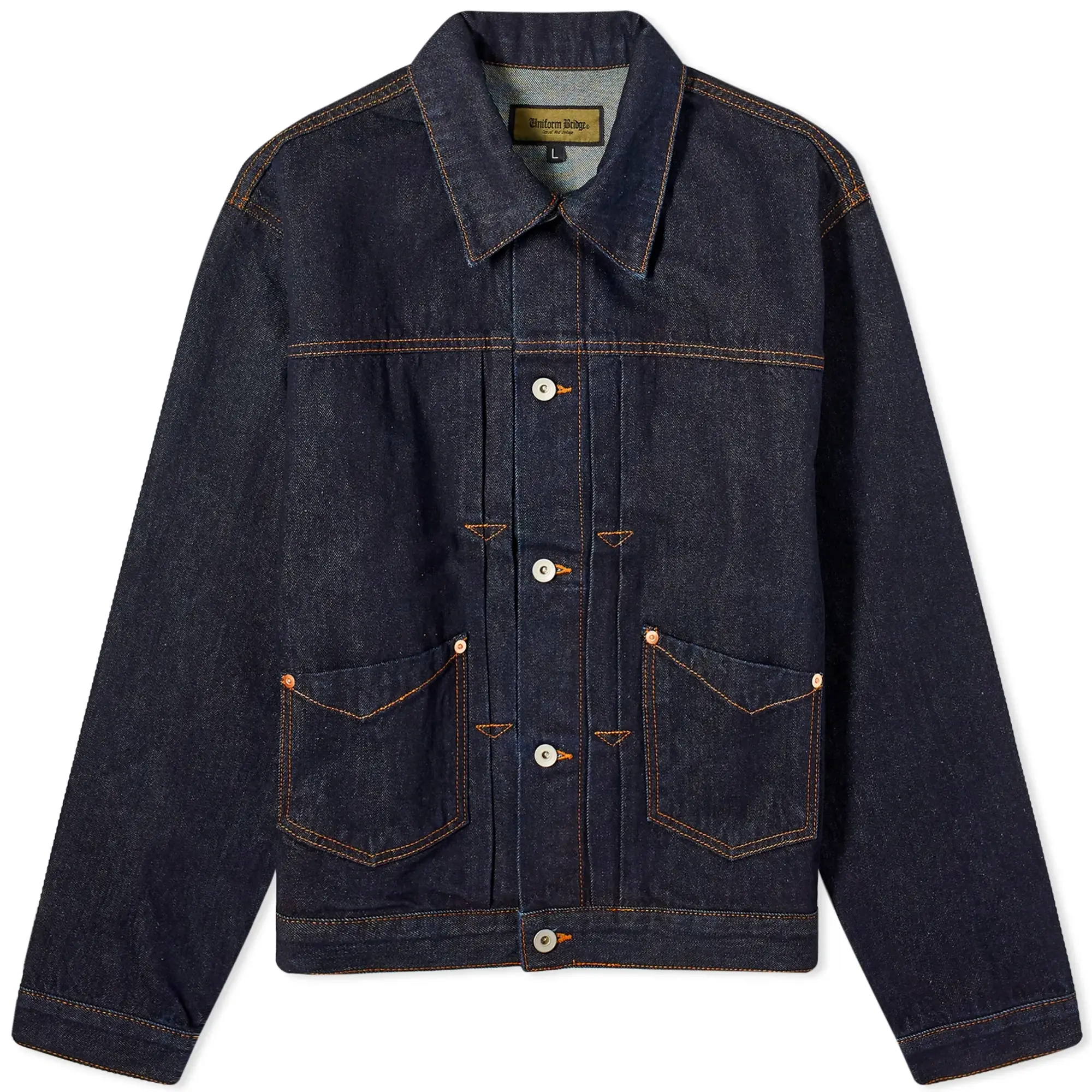 Uniform Bridge Men's Type-2 Stitch Denim Trucker Jacket Indigo Washed