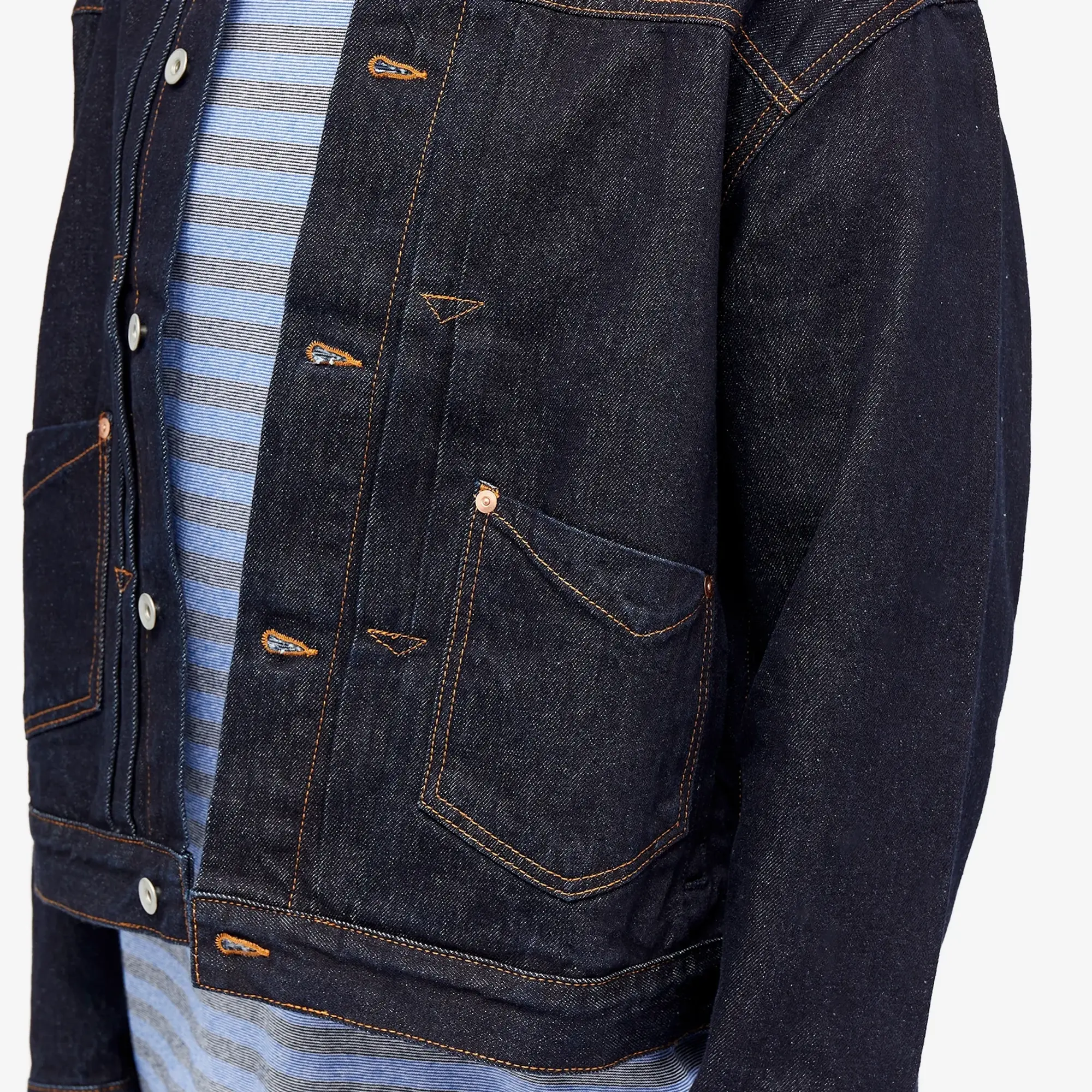 Uniform Bridge Men's Type-2 Stitch Denim Trucker Jacket Indigo Washed