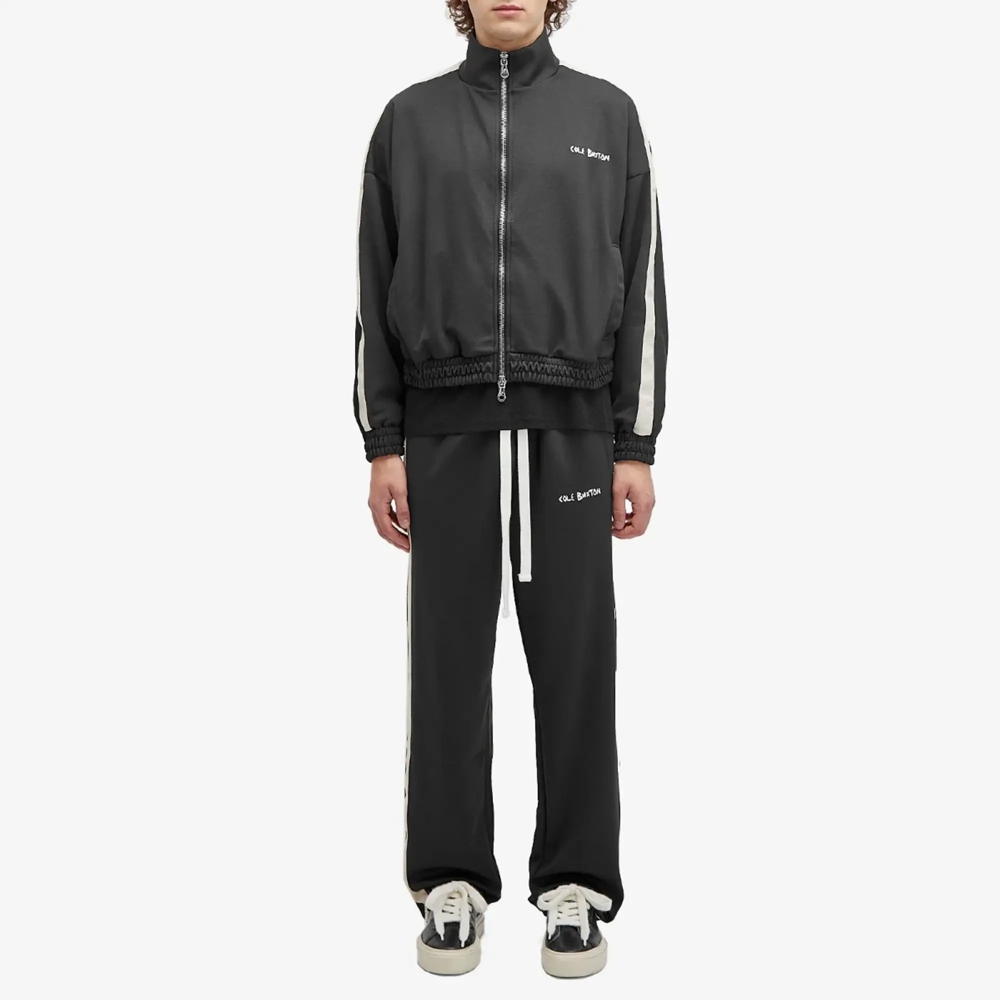 Cole Buxton Men's Crochet Stripe Track Jacket Vintage Black