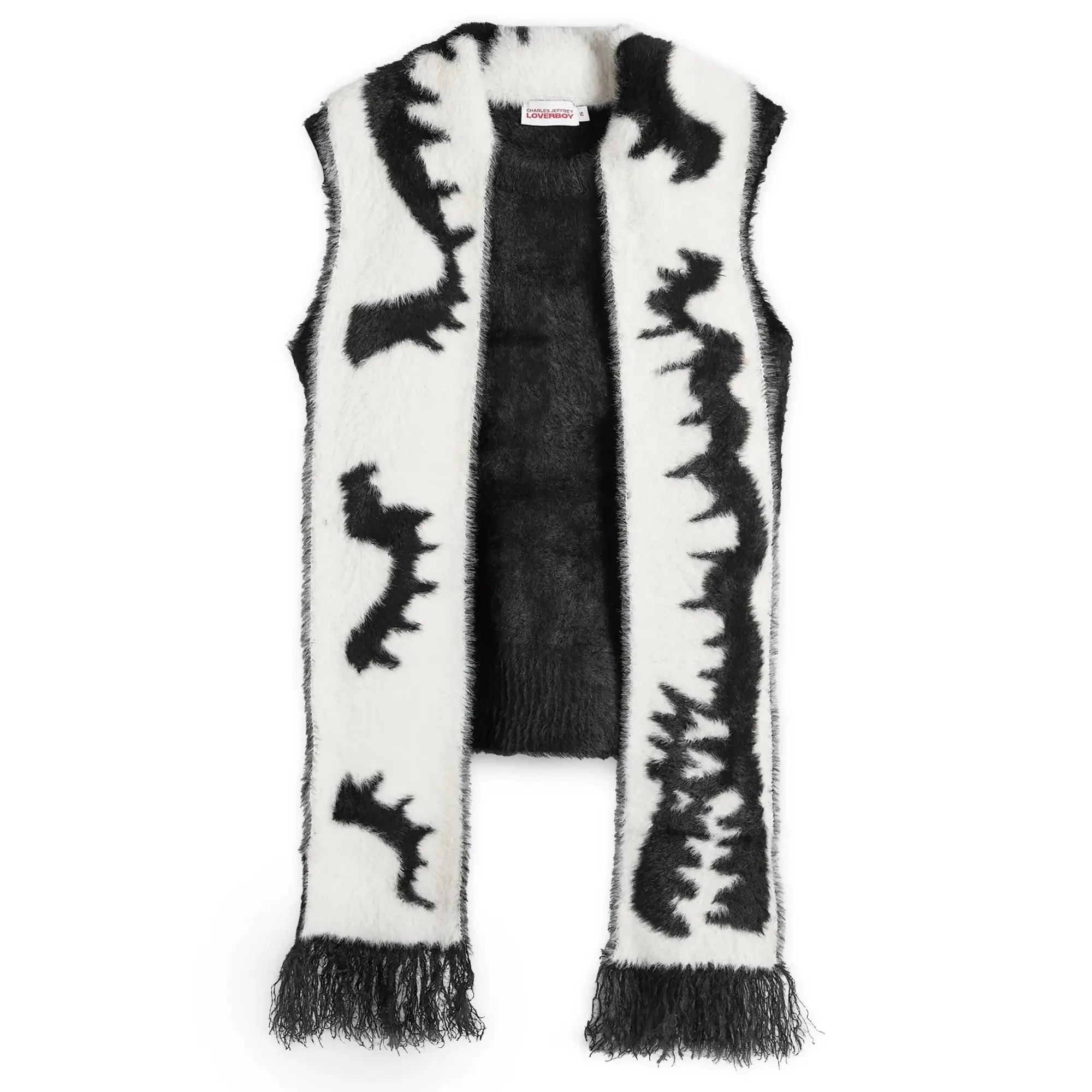 Charles Jeffrey Women's Loverboy Fluffy Scarf Vest Black/White