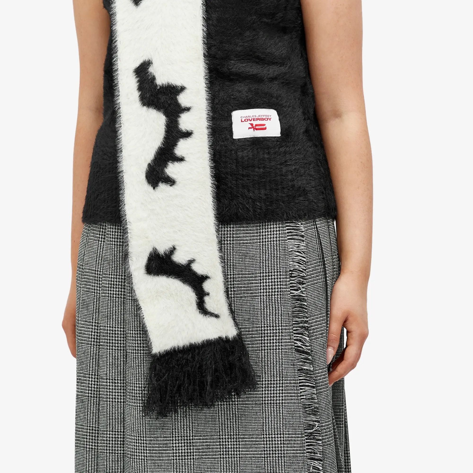 Charles Jeffrey Women's Loverboy Fluffy Scarf Vest Black/White