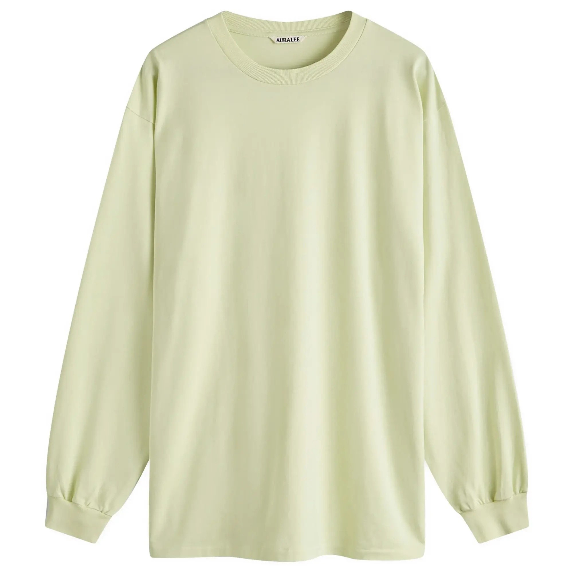 Auralee Men's Luster Plaiting Long Sleeve T-Shirt Lime Yellow