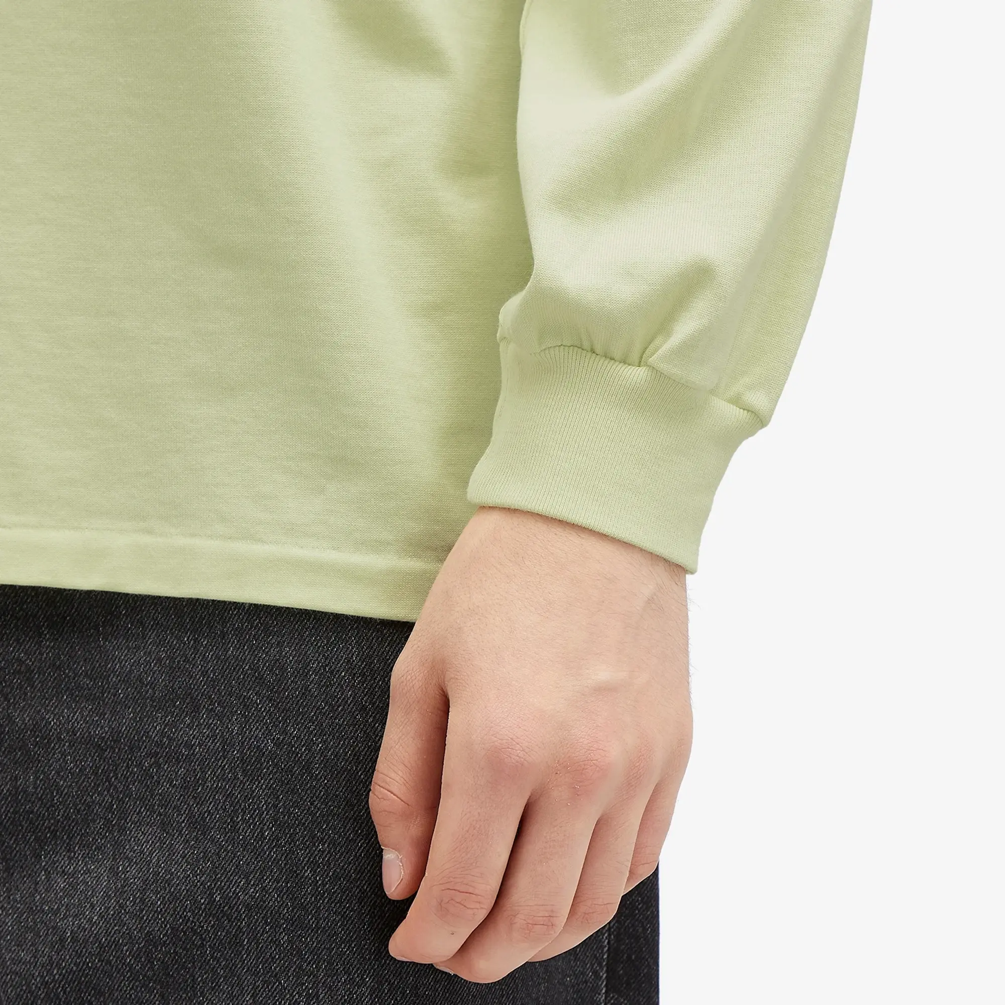 Auralee Men's Luster Plaiting Long Sleeve T-Shirt Lime Yellow