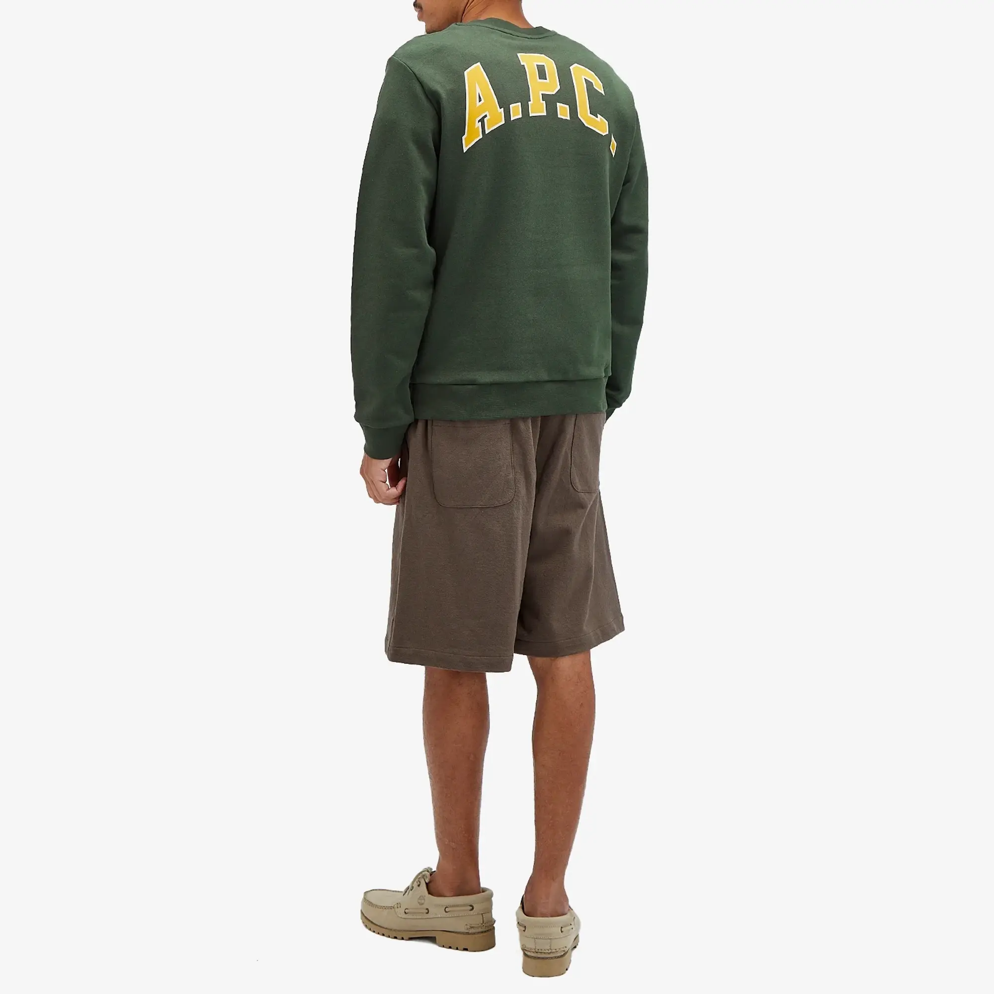 A.P.C. Men's College Logo Crew Sweatshirt Dark Green