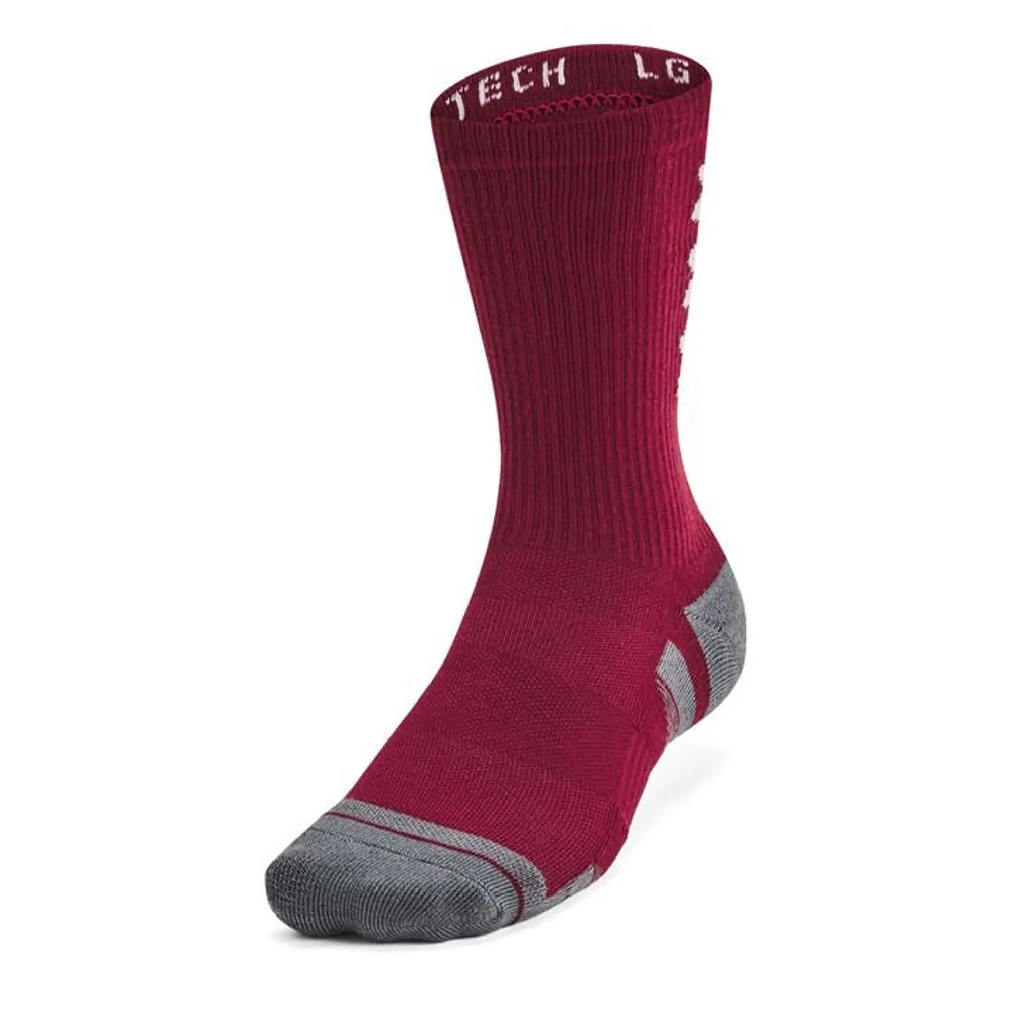 Unisex  Under Armour  Performance Tech 3-Pack Crew Socks Cardinal / Black / White L