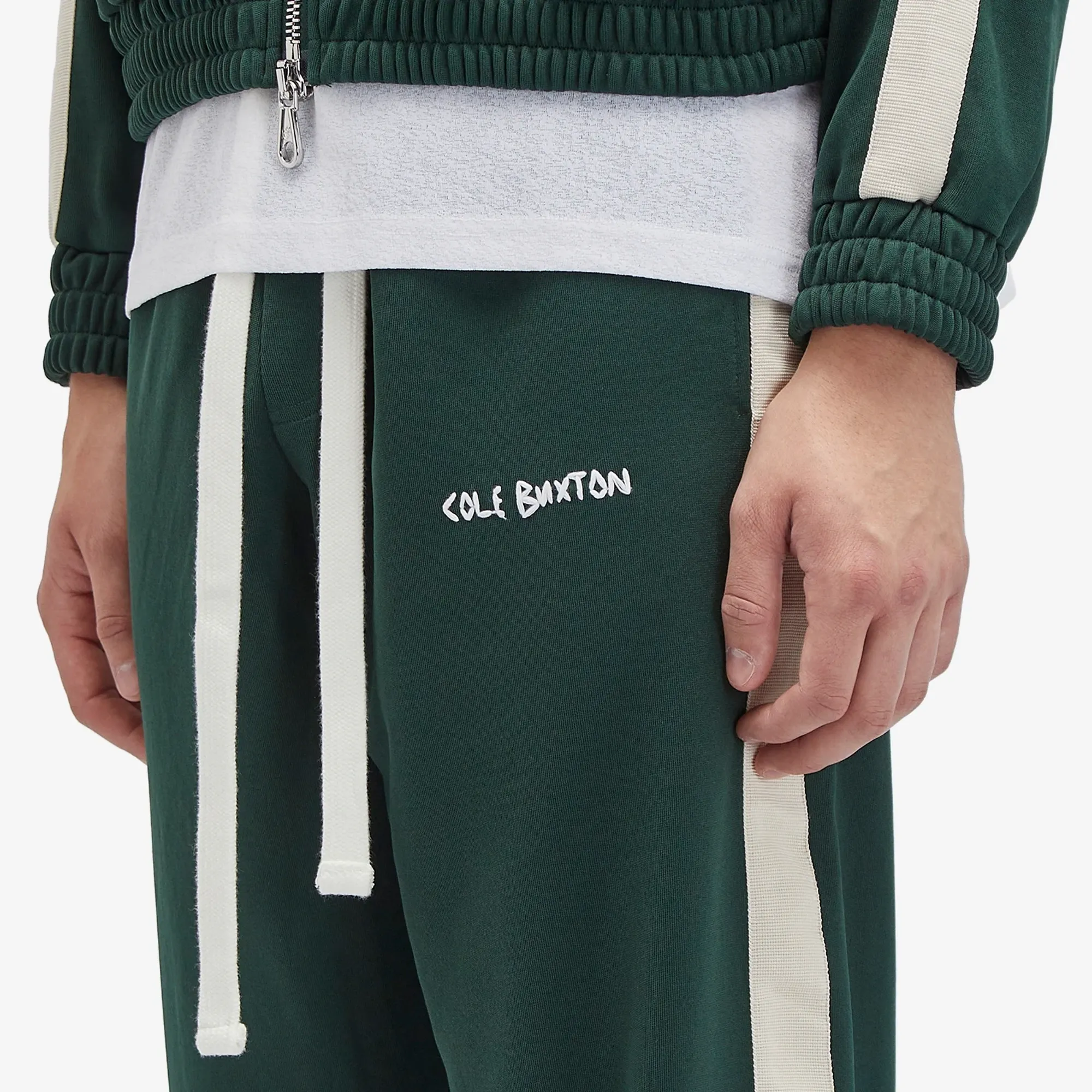 Cole Buxton Men's Crochet Stripe Track Pants Forest Green