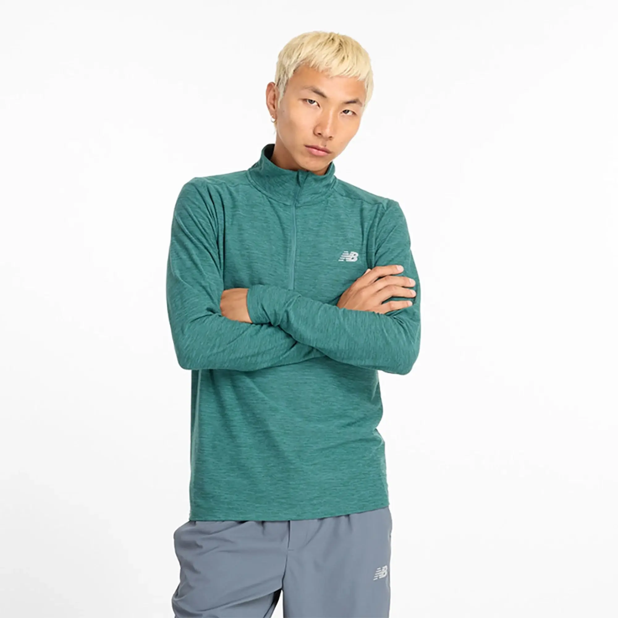 New Balance Space Dye Half Zip Long Sleeve T-shirt