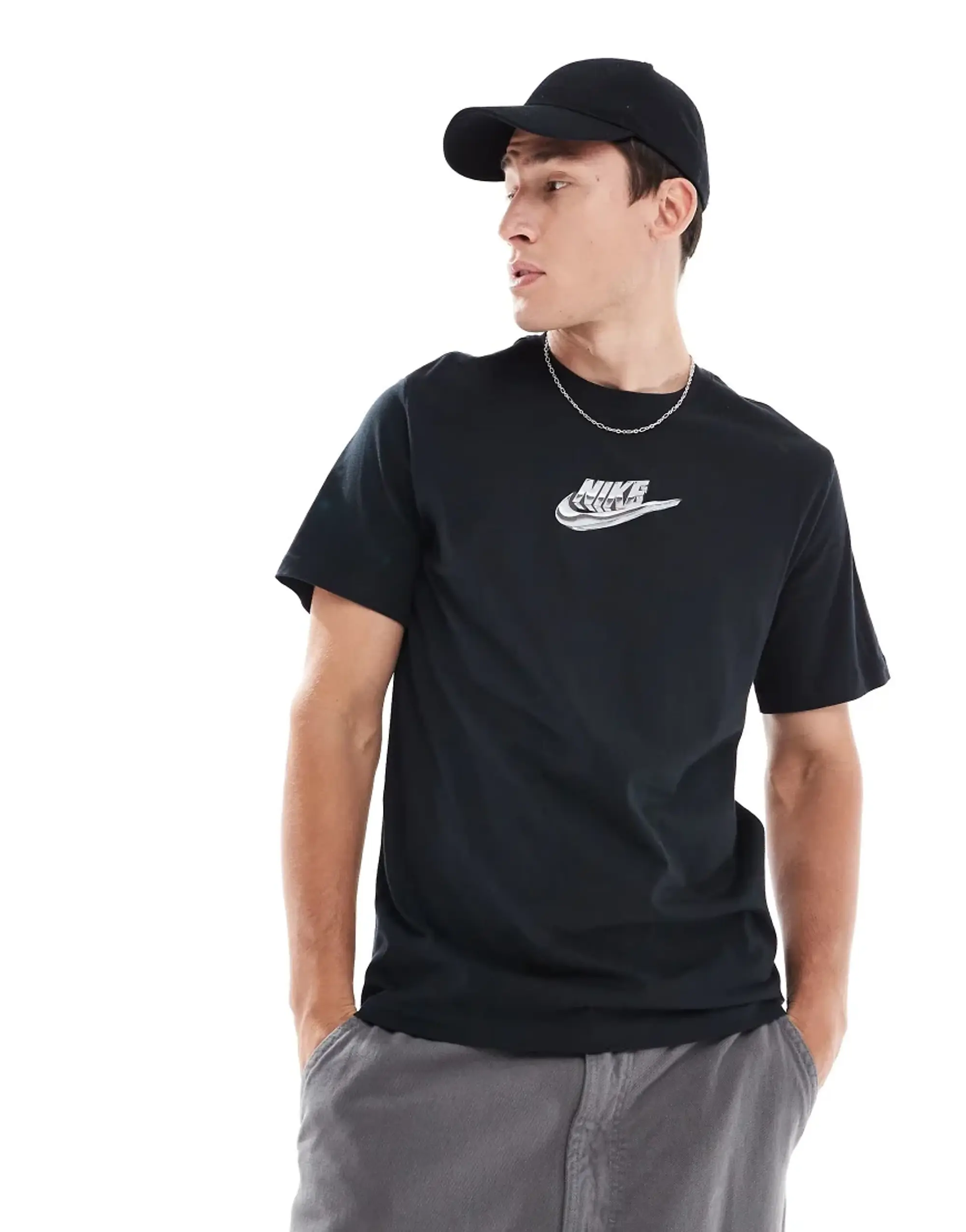 Nike Metallic Swoosh T-Shirt, Black