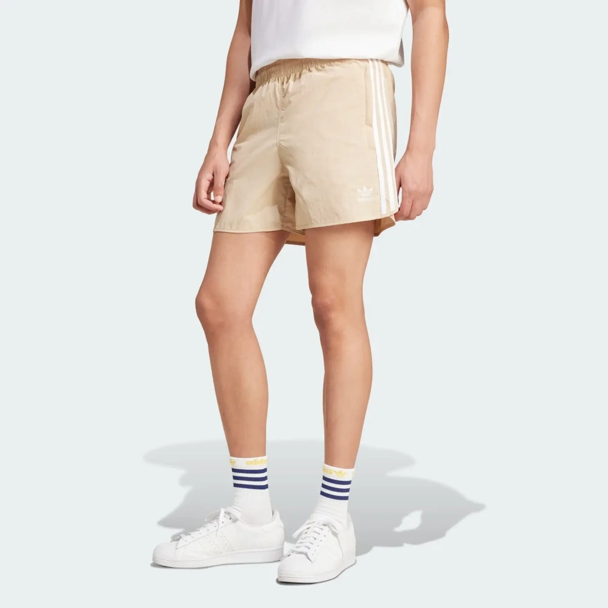 Adidas Originals Adicolour Sprinter Shorts In Beige-White