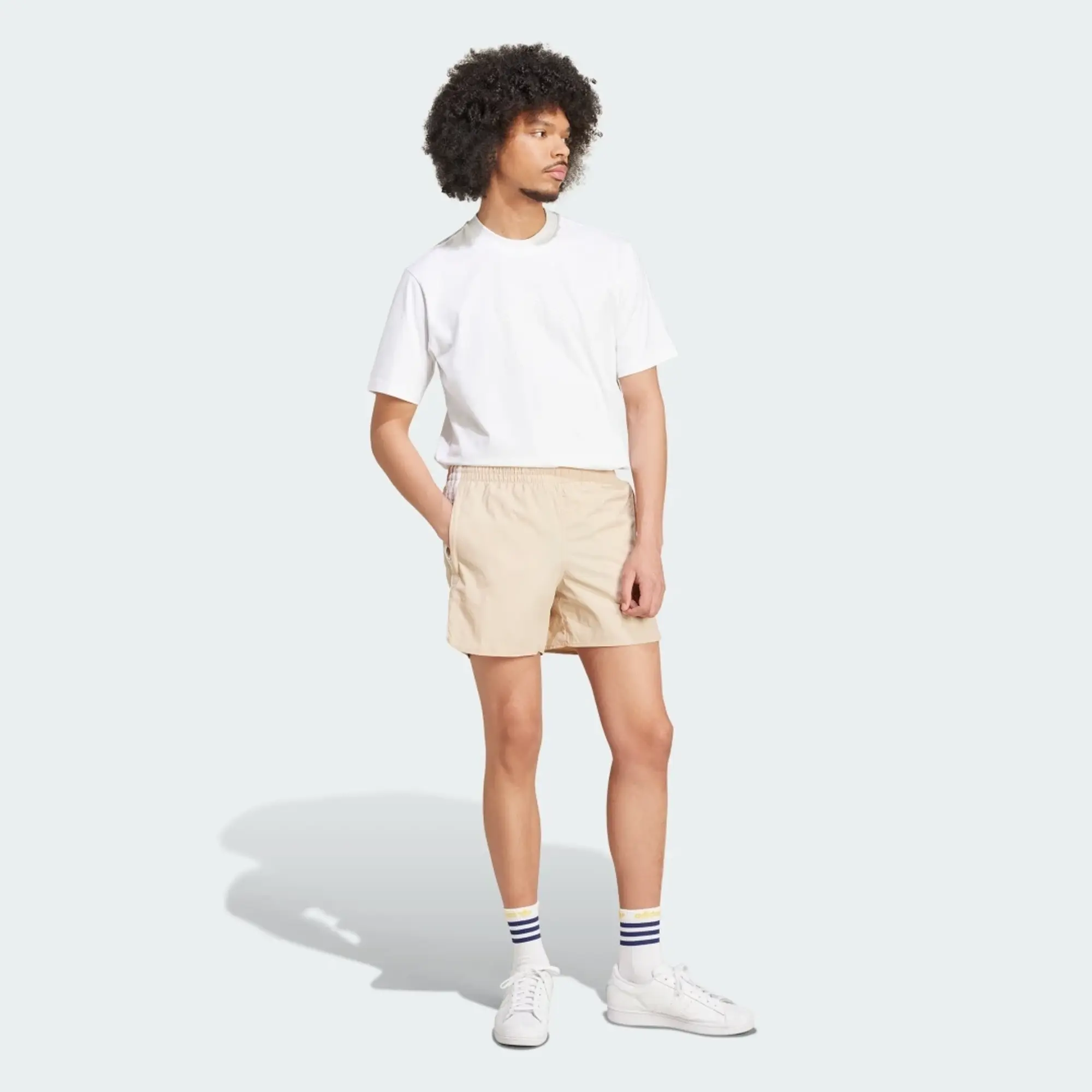 Adidas Originals Adicolour Sprinter Shorts In Beige-White
