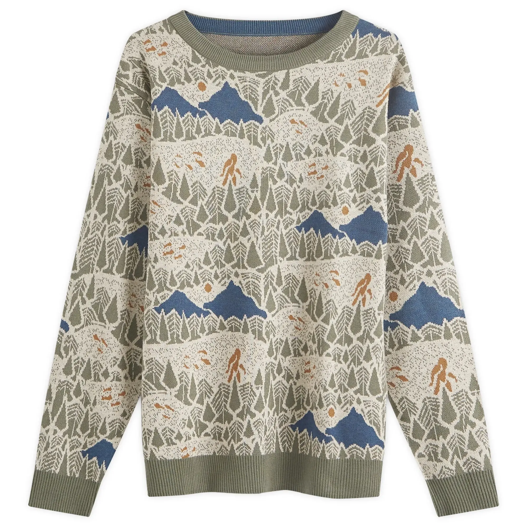 KAVU Men's Highline Jacquard Crew Knit Sasquatch Hike