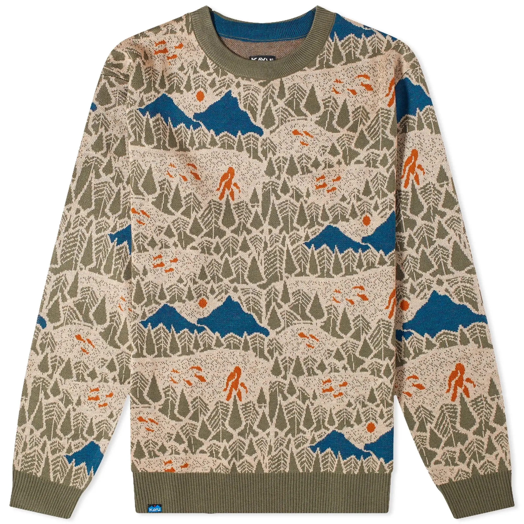 KAVU Men's Highline Jacquard Crew Knit Sasquatch Hike