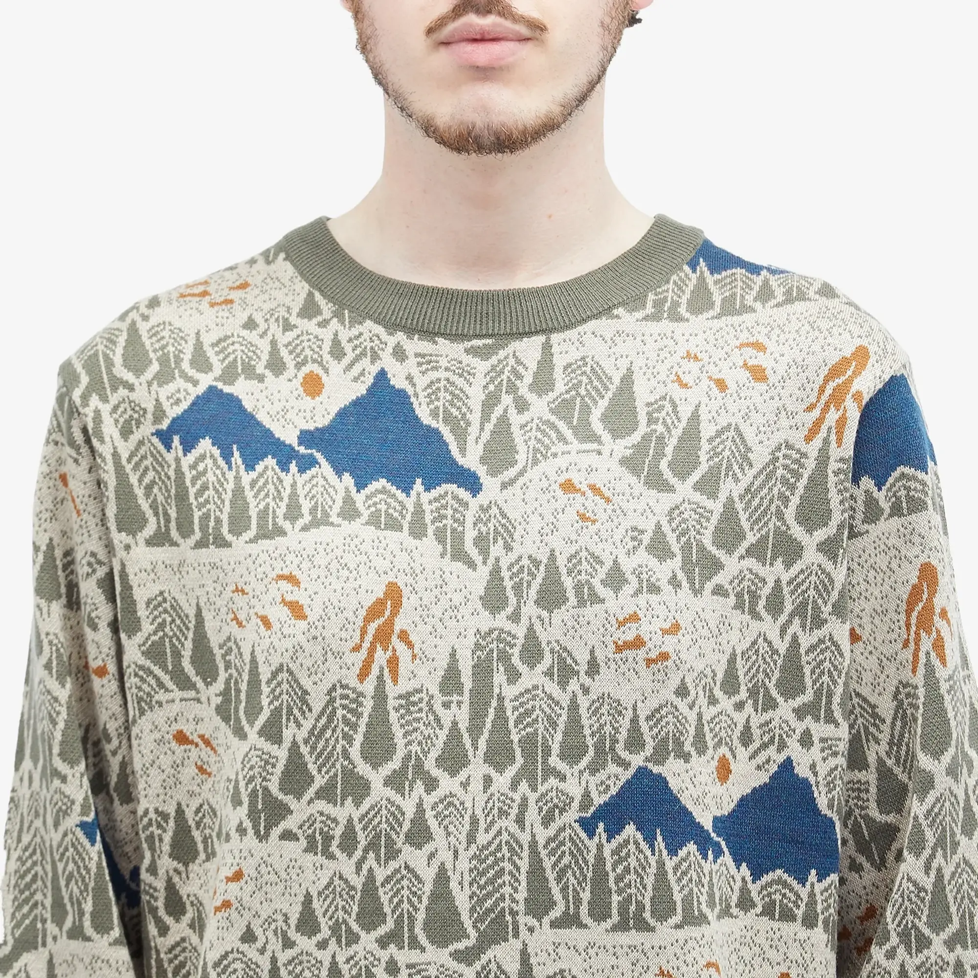 KAVU Men's Highline Jacquard Crew Knit Sasquatch Hike