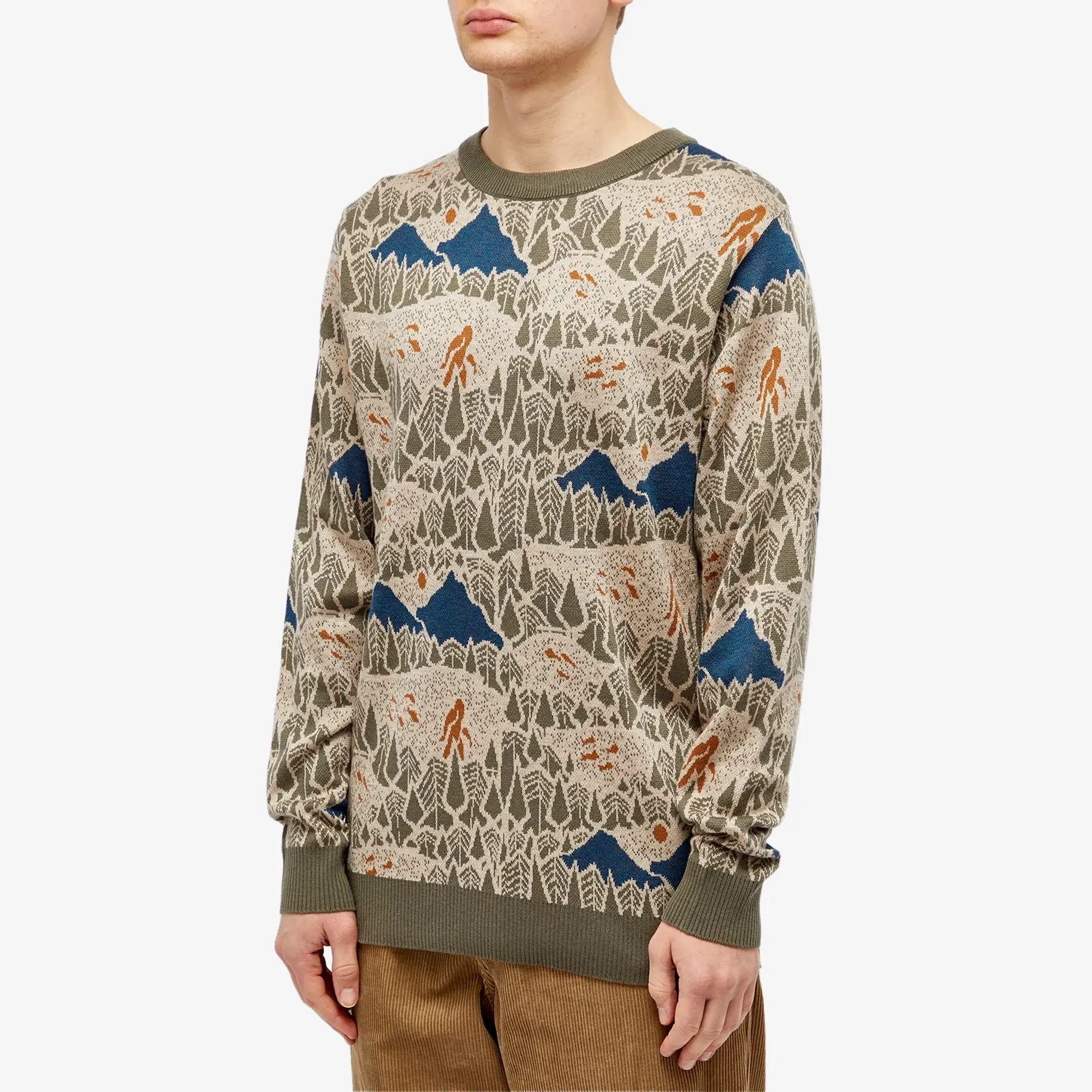 KAVU Men's Highline Jacquard Crew Knit Sasquatch Hike