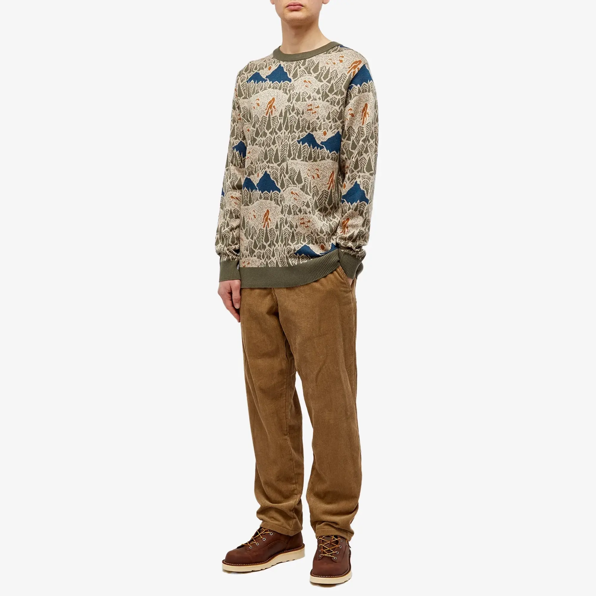 KAVU Men's Highline Jacquard Crew Knit Sasquatch Hike