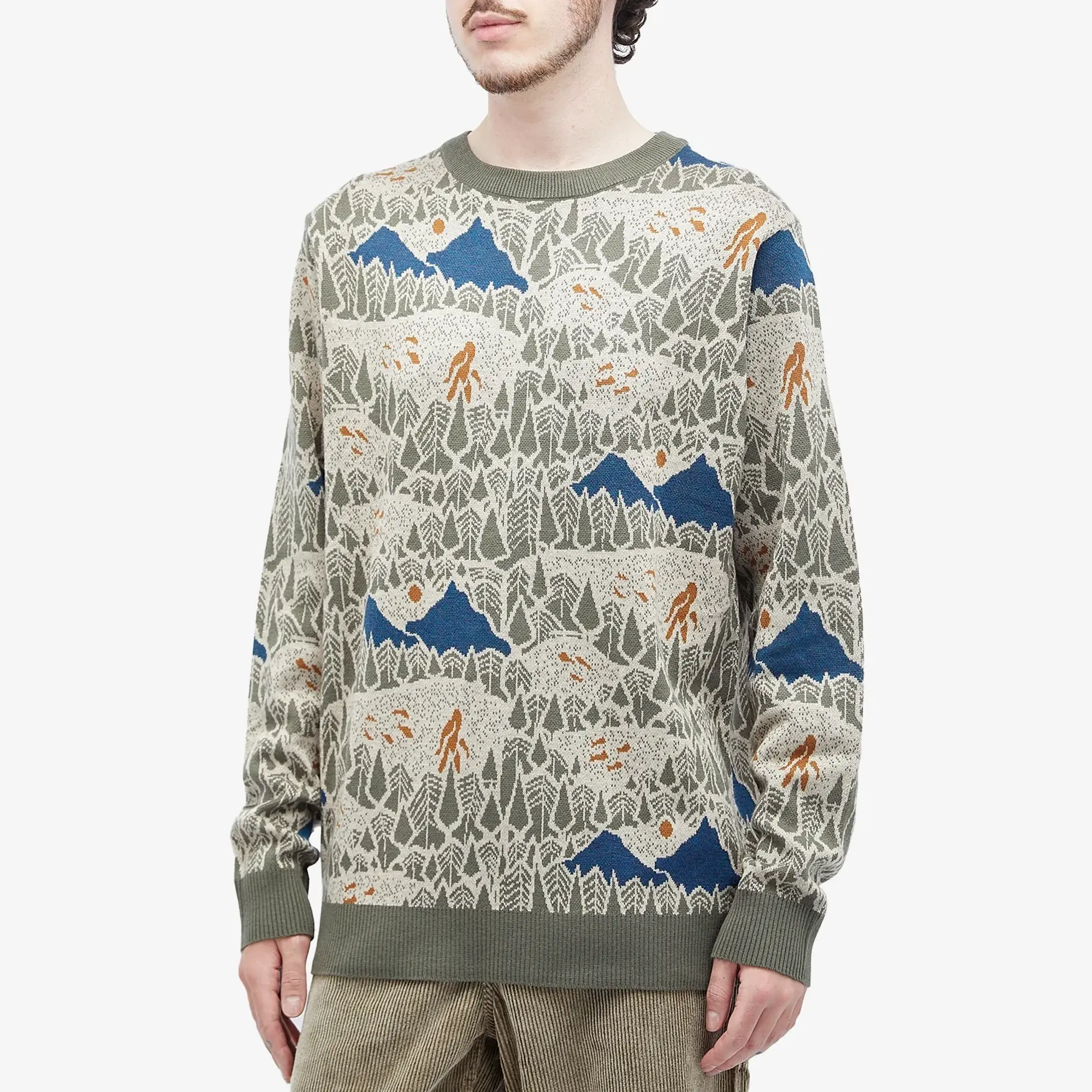 KAVU Men's Highline Jacquard Crew Knit Sasquatch Hike