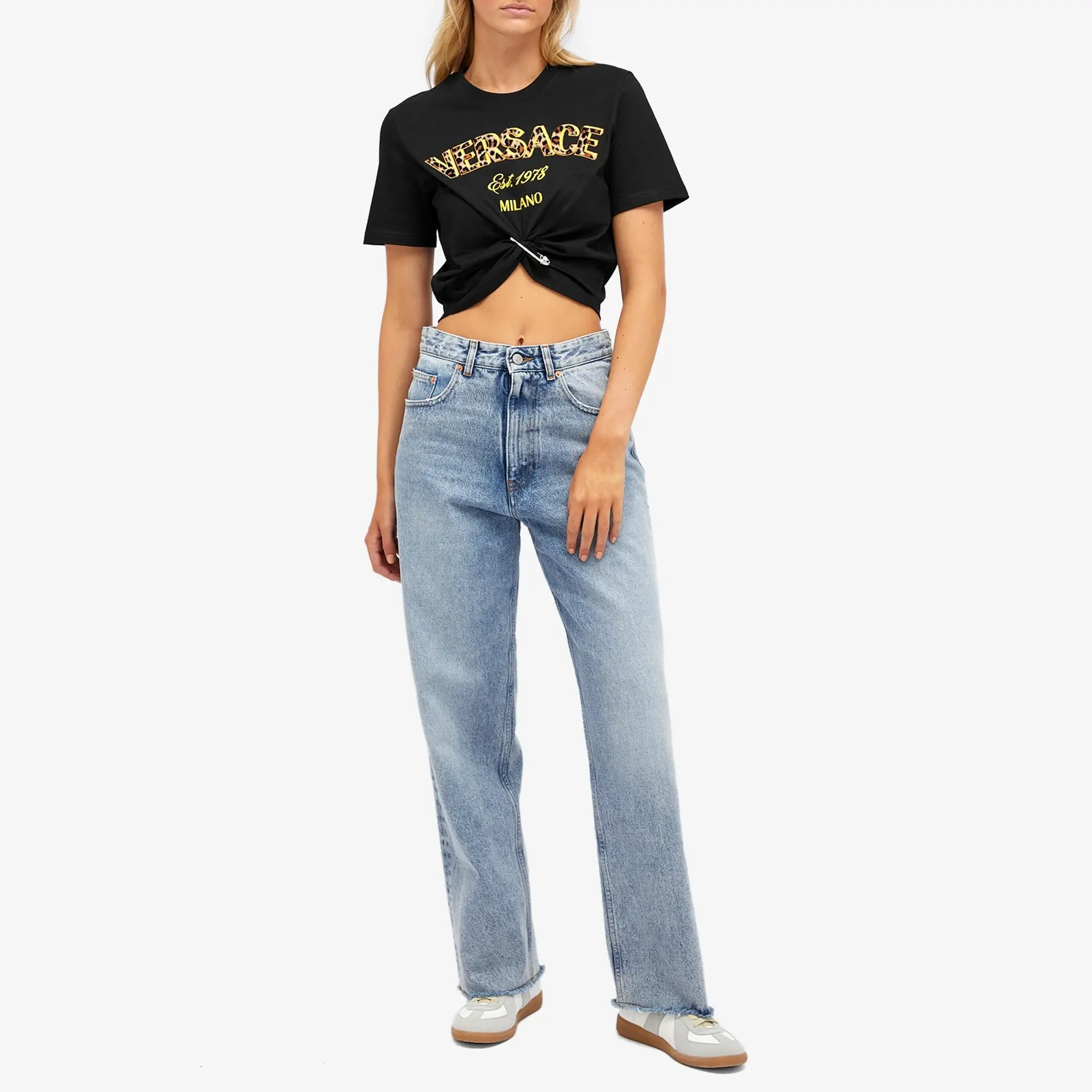 Versace Women's Leopard T-Shirt Black/Multi
