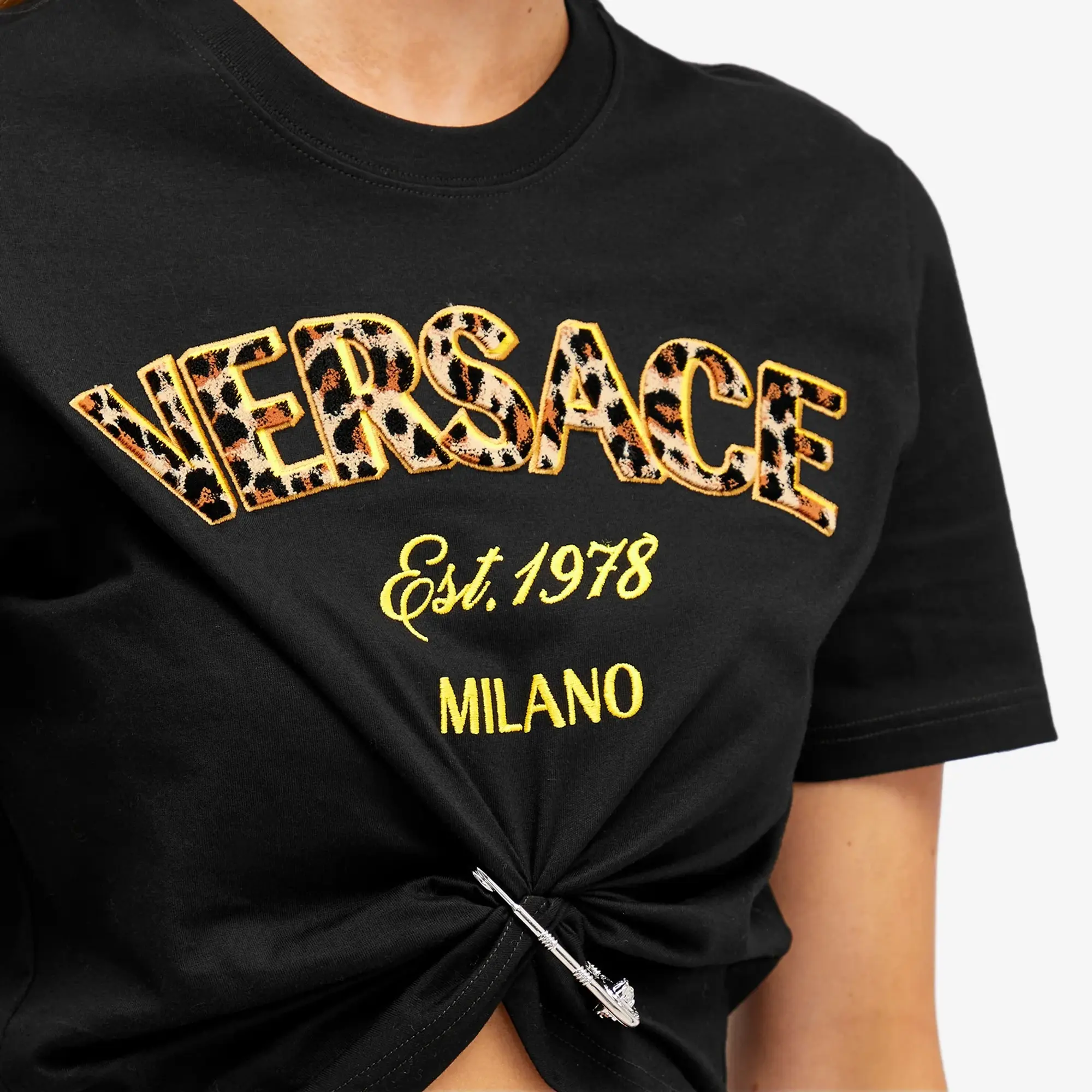 Versace Women's Leopard T-Shirt Black/Multi