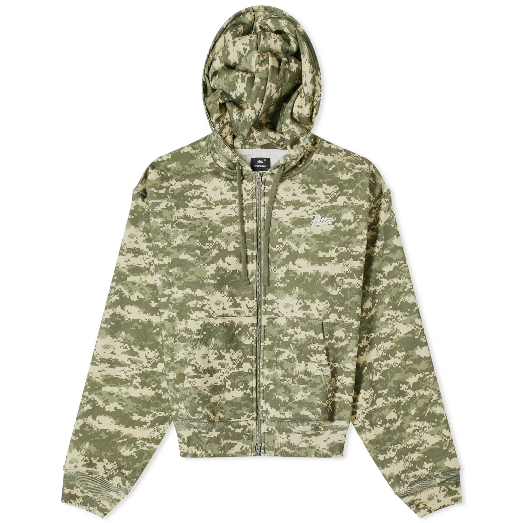 Patta Men's Digi Waffle Zip Hoodie Multi Spray Camo | POC-AW23-D-A