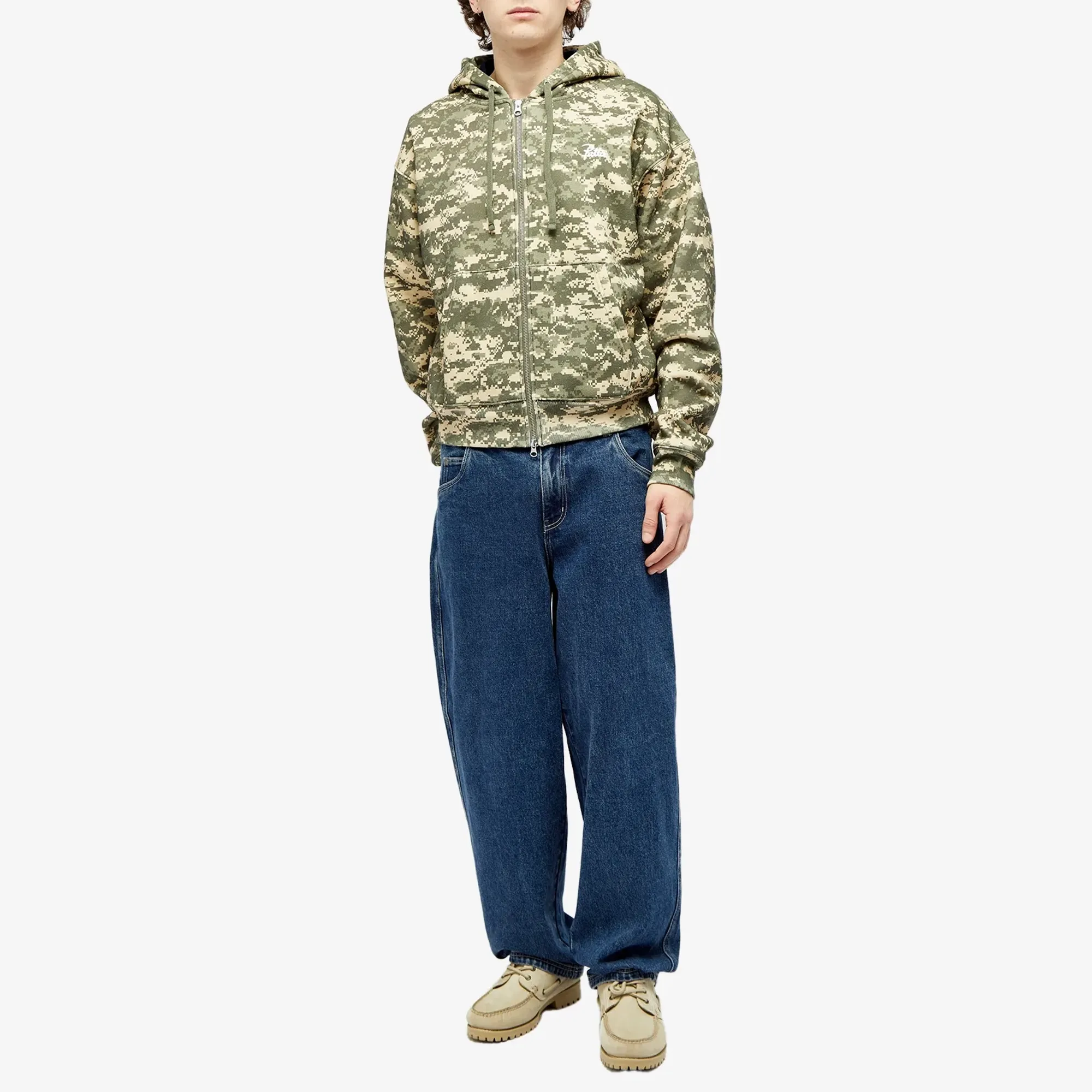 Patta Men's Digi Waffle Zip Hoodie Multi Spray Camo | POC-AW23-D-A