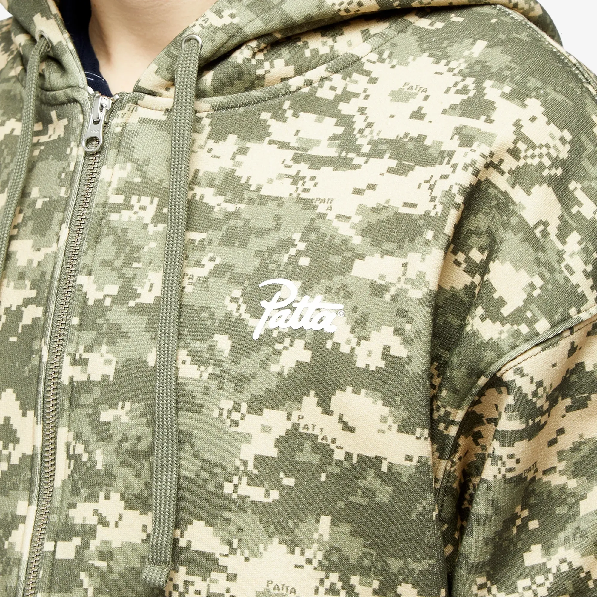 Patta Men's Digi Waffle Zip Hoodie Multi Spray Camo | POC-AW23-D-A