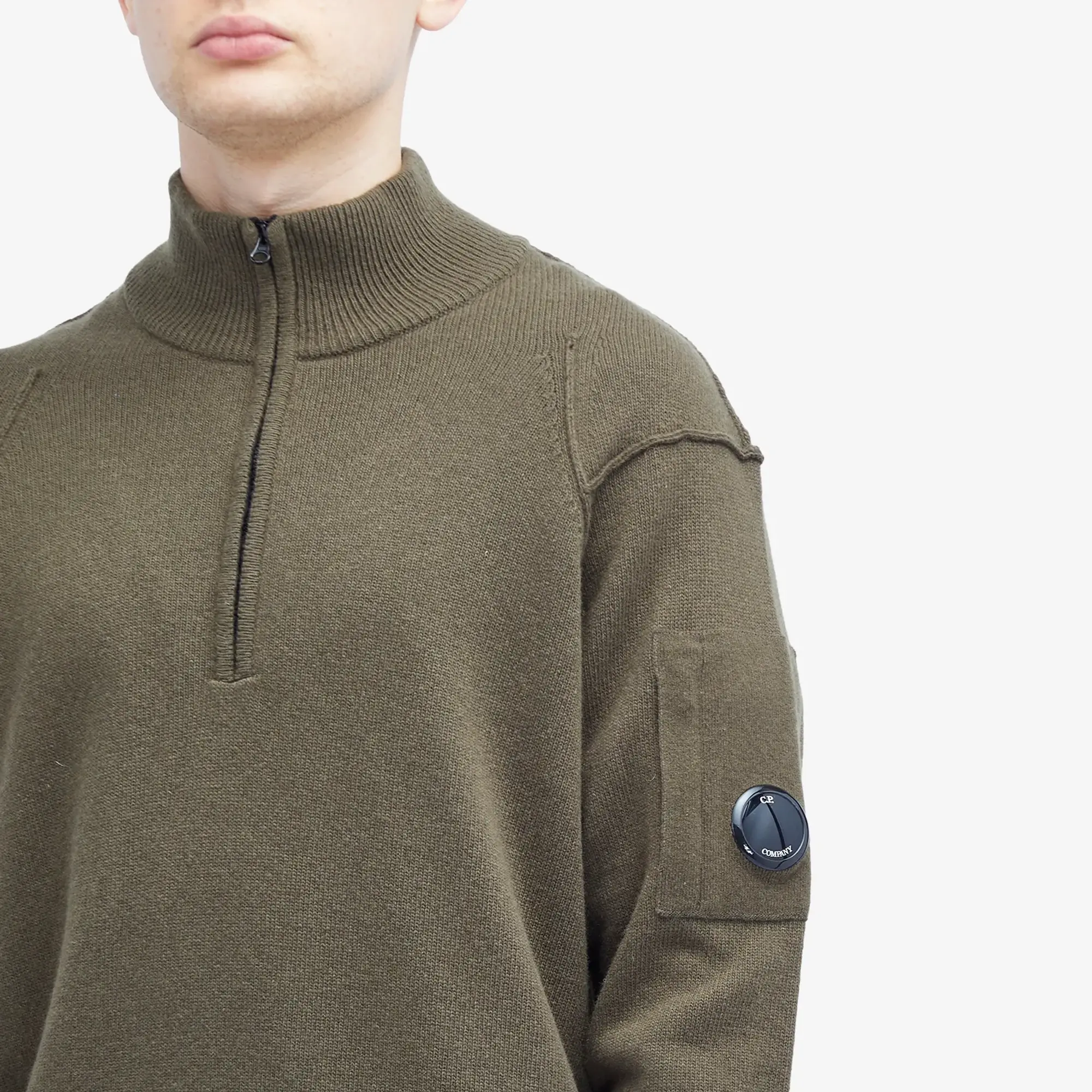 C.P. Company Men's Lambswool Grs Half Zip Knit Ivy Green