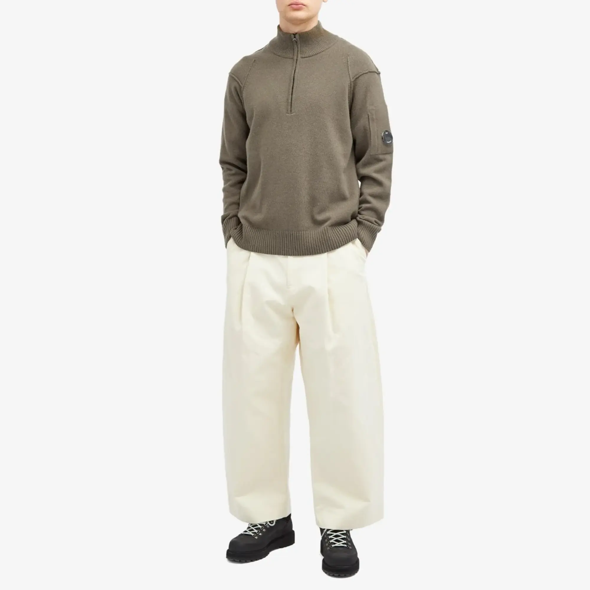C.P. Company Men's Lambswool Grs Half Zip Knit Ivy Green