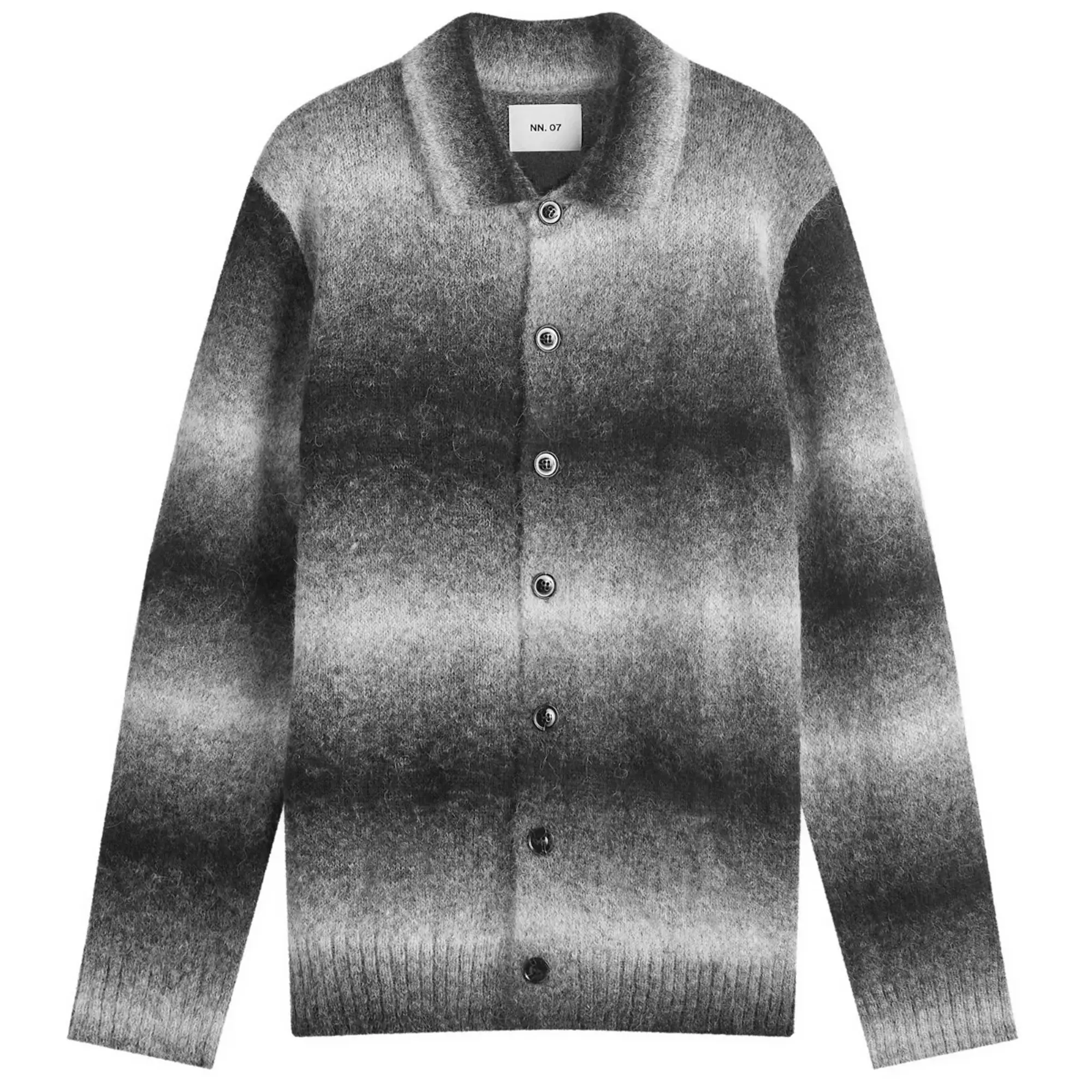 NN07 Men's Alfie Gradient Polo Cardigan Light Grey Multi