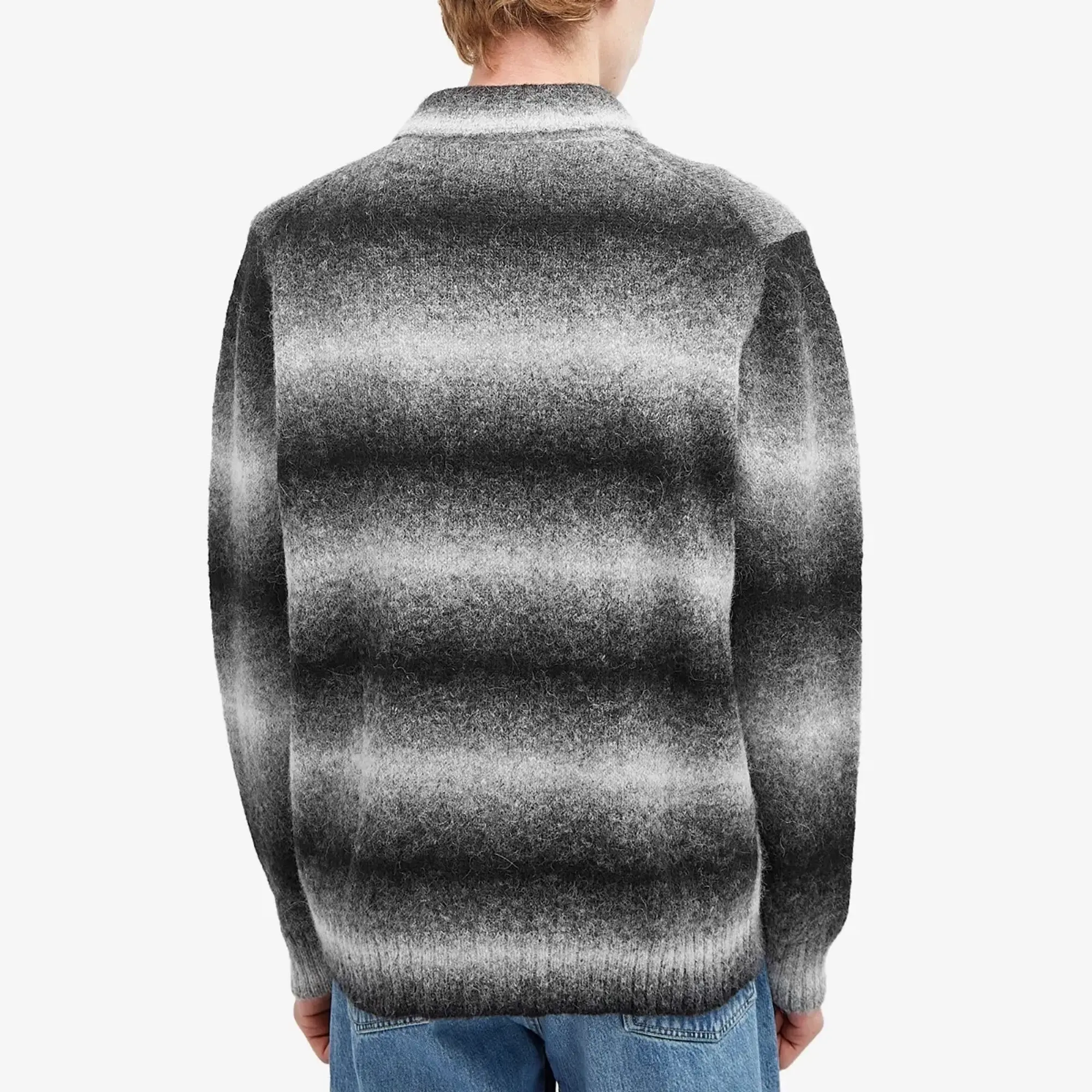 NN07 Men's Alfie Gradient Polo Cardigan Light Grey Multi