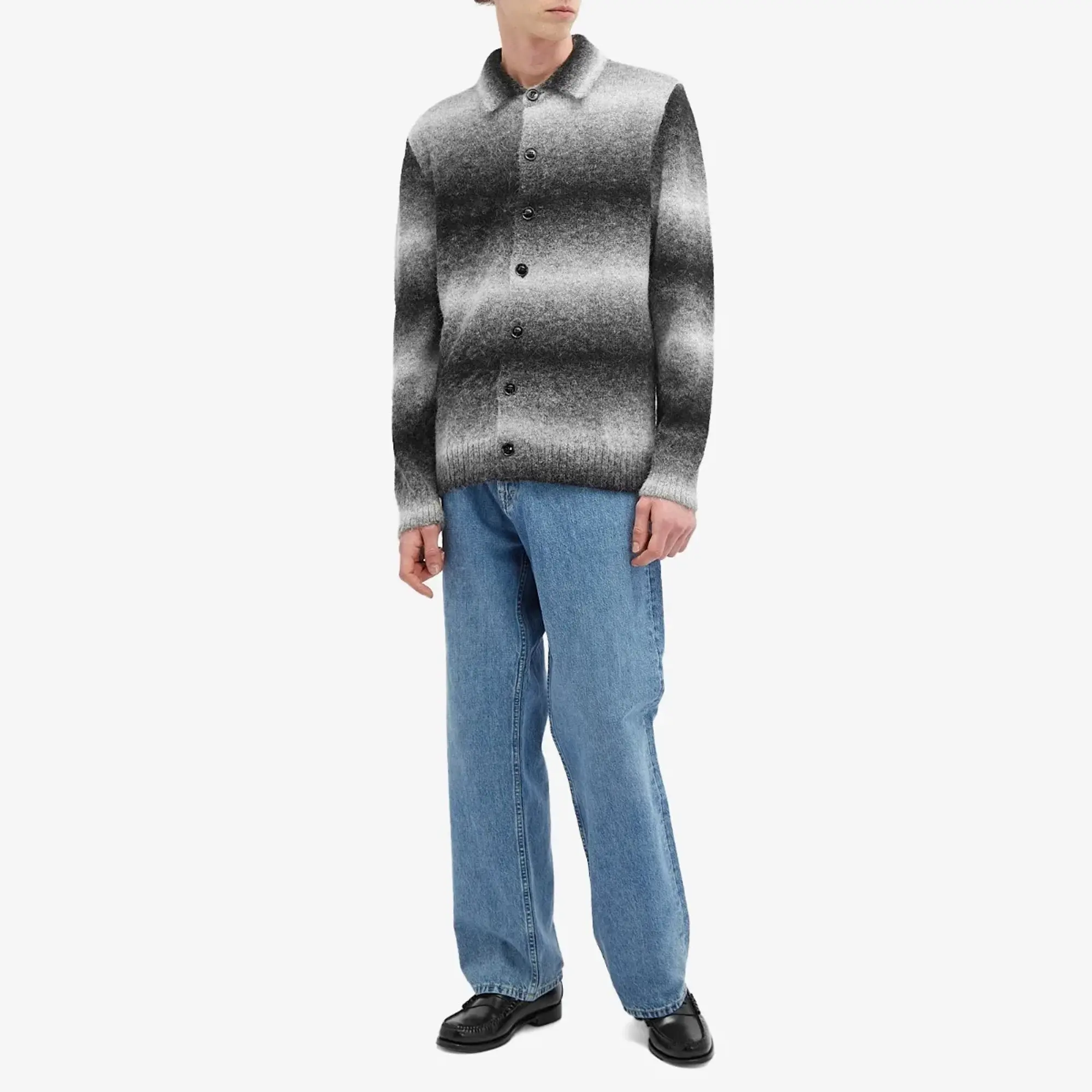 NN07 Men's Alfie Gradient Polo Cardigan Light Grey Multi