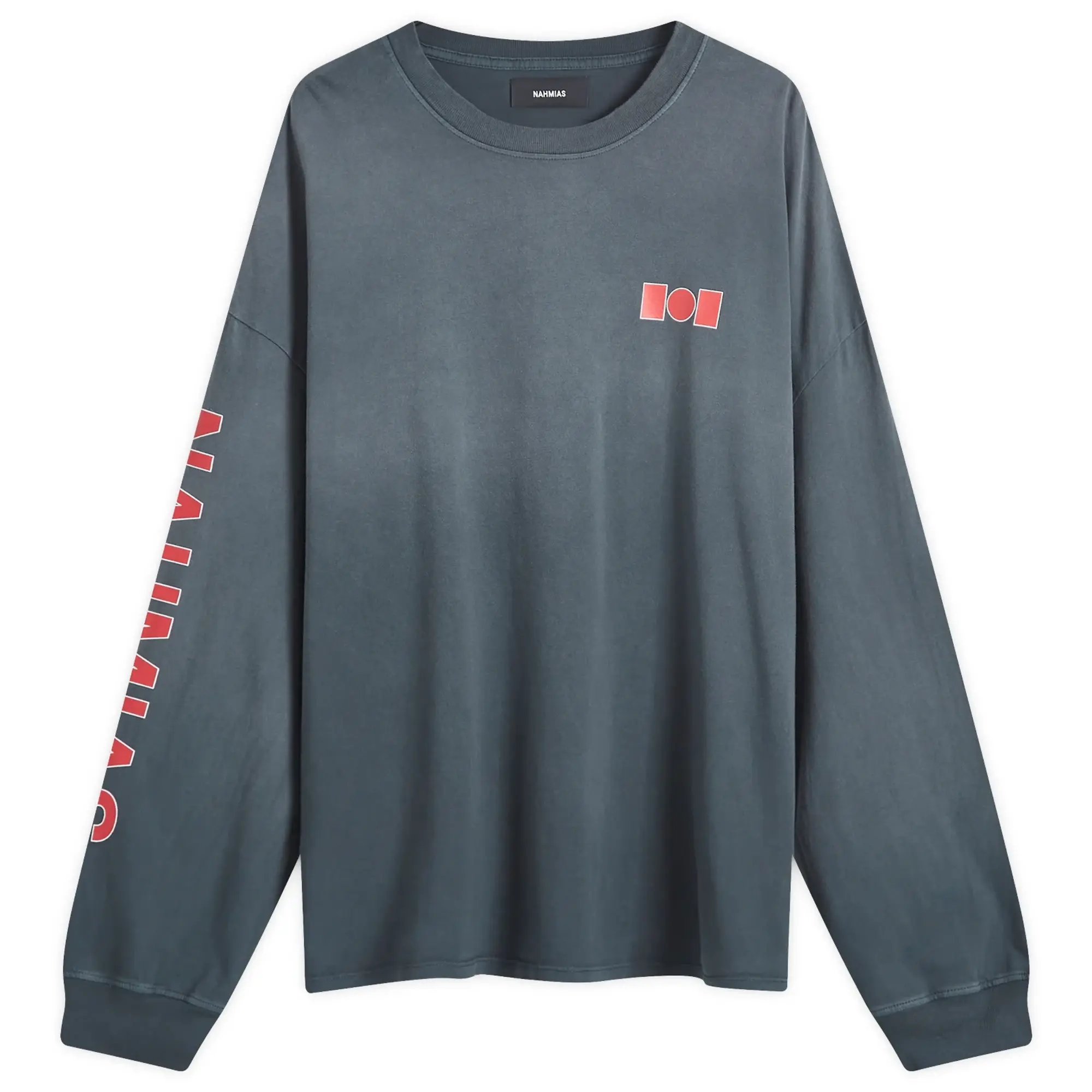 Nahmias Men's Ornamental Logo Long Sleeve T-Shirt Worn Black