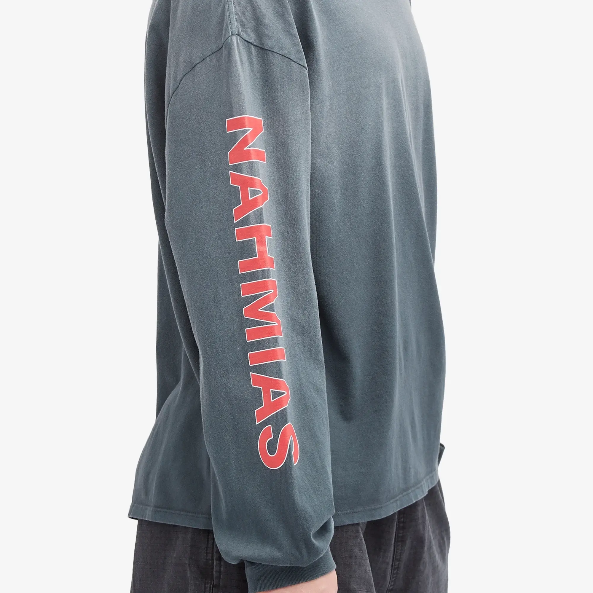 Nahmias Men's Ornamental Logo Long Sleeve T-Shirt Worn Black