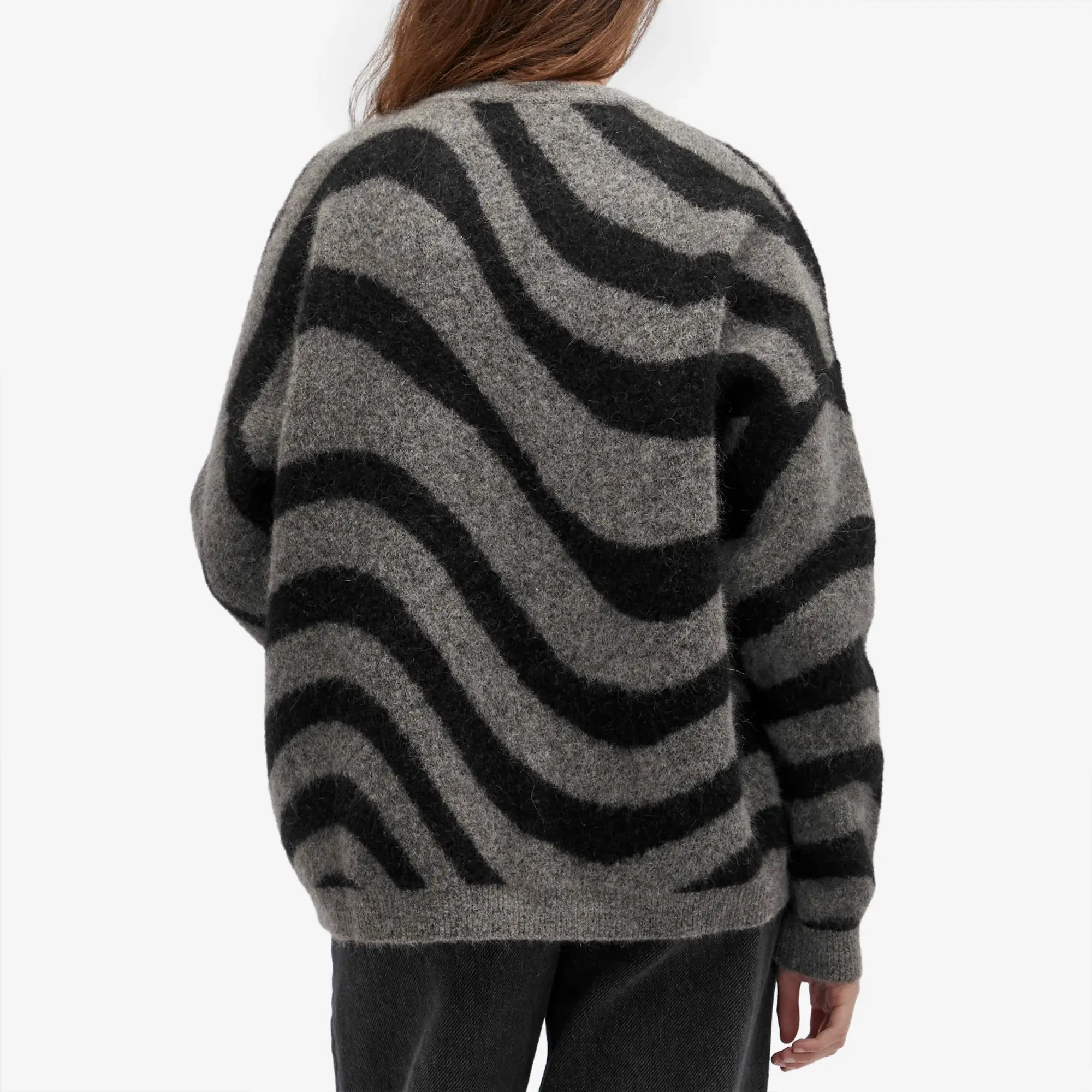 Fiorucci Women's Black Candy Stripe Mohair Sweater Black Stripes