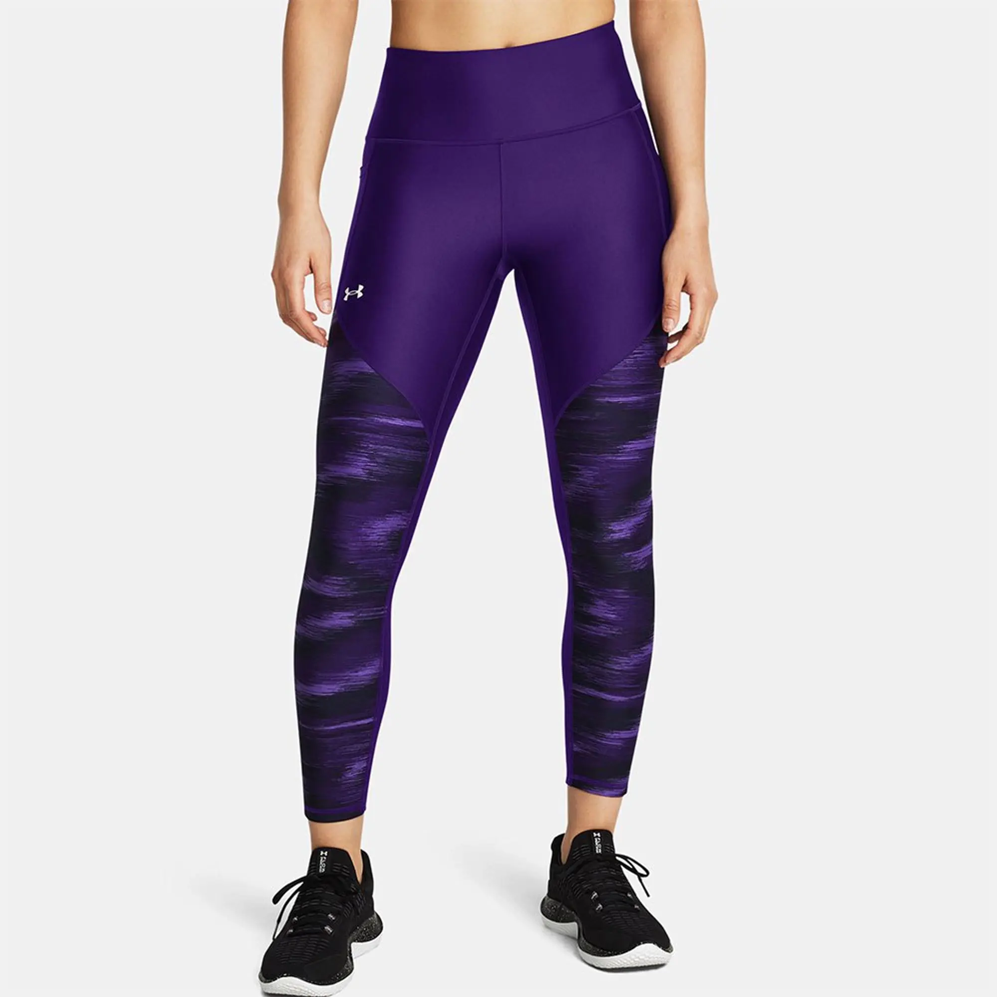 Women's  Under Armour  Tech™ Printed Panel Ankle Leggings Purple / Lavish / White XS
