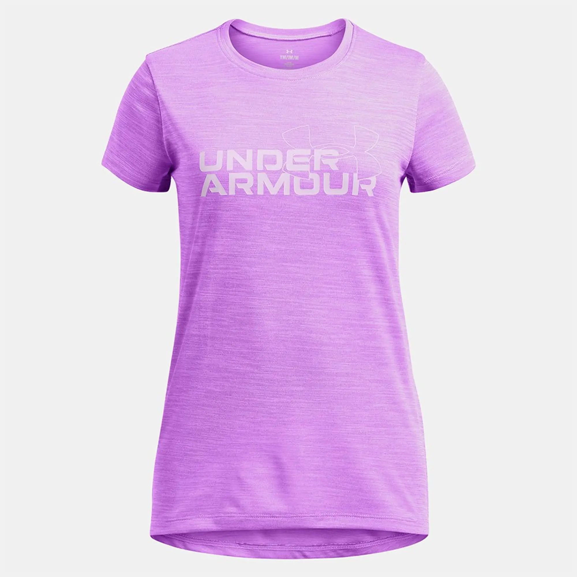 Girls'  Under Armour  Tech™ Twist Wordmark Logo Short Sleeve Lavish / Salt Purple YXS (48 - 50 in)